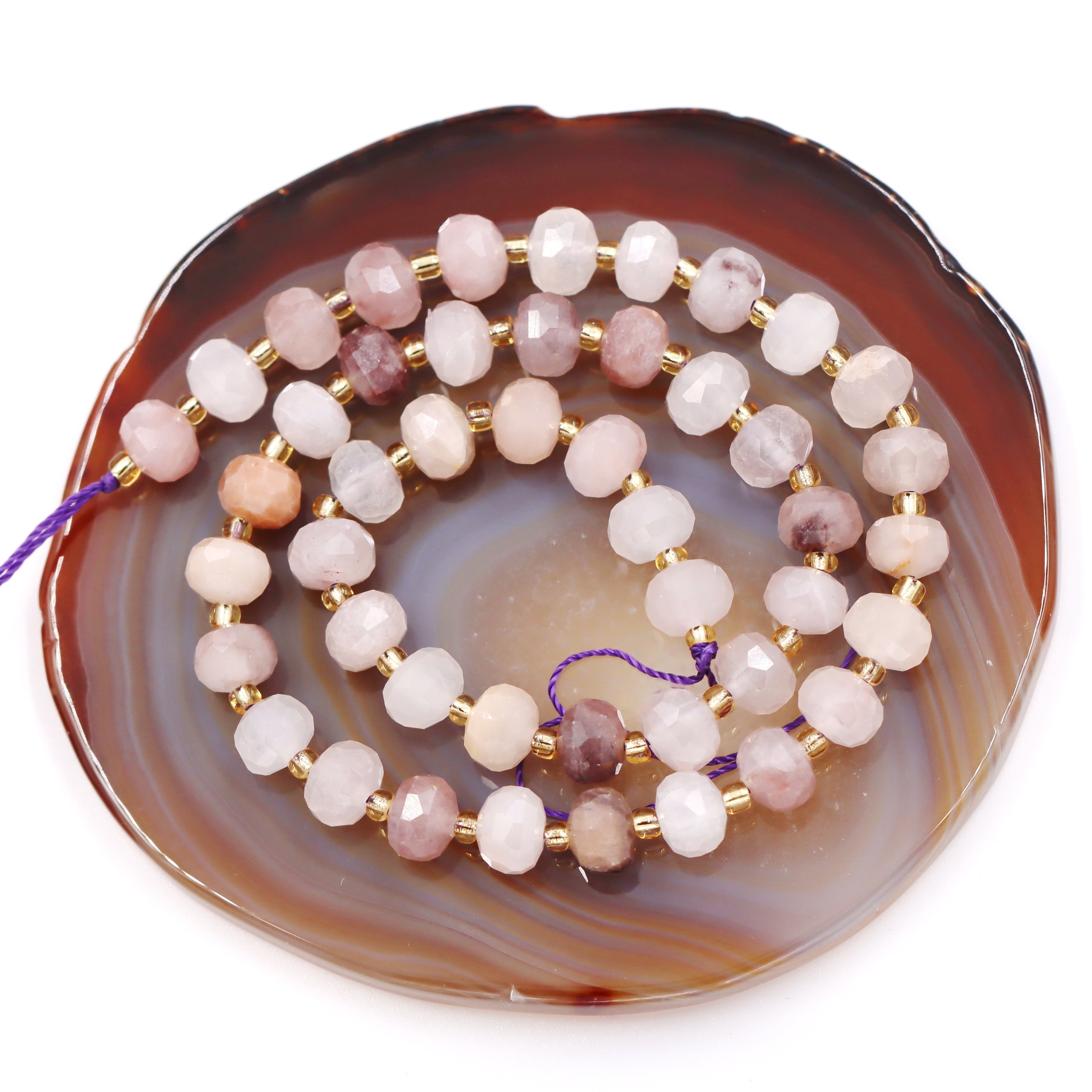 Malahill faceted rondelle gemstone for jewelry making, sold per bag 5 strands inside, Spodumene Quartz beads