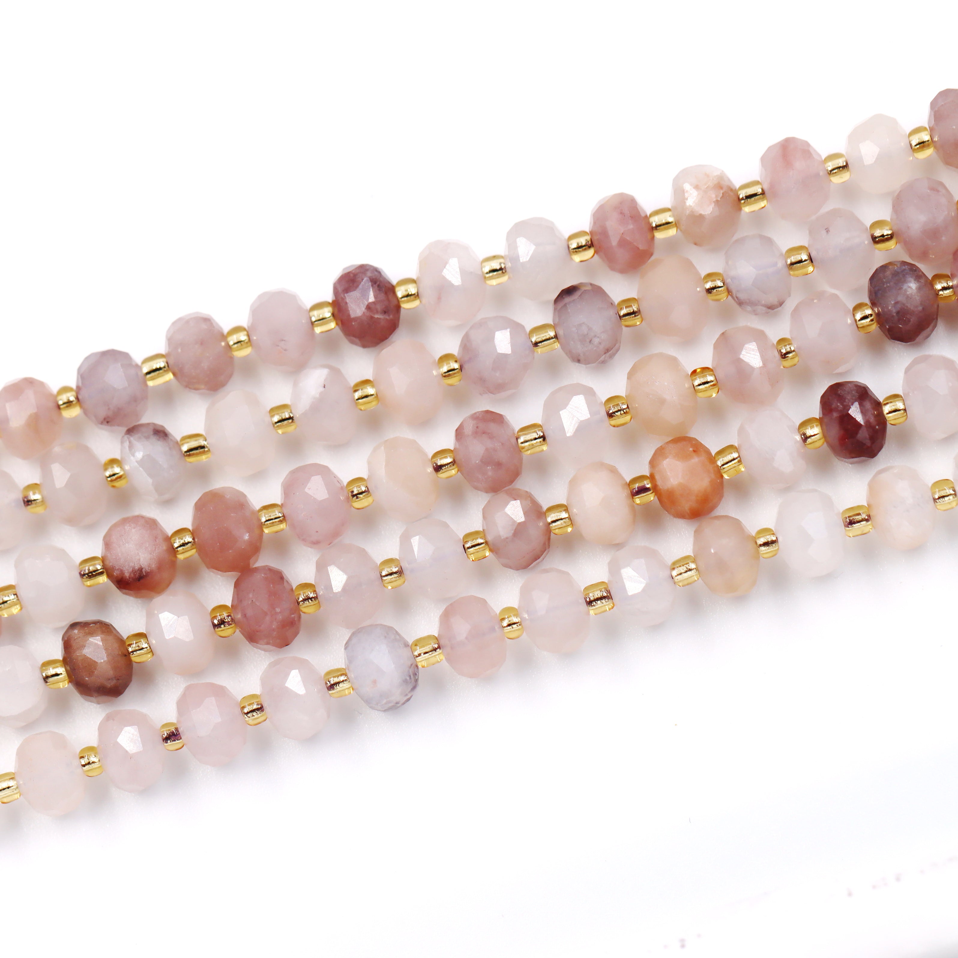 Malahill faceted rondelle gemstone for jewelry making, sold per bag 5 strands inside, Spodumene Quartz beads