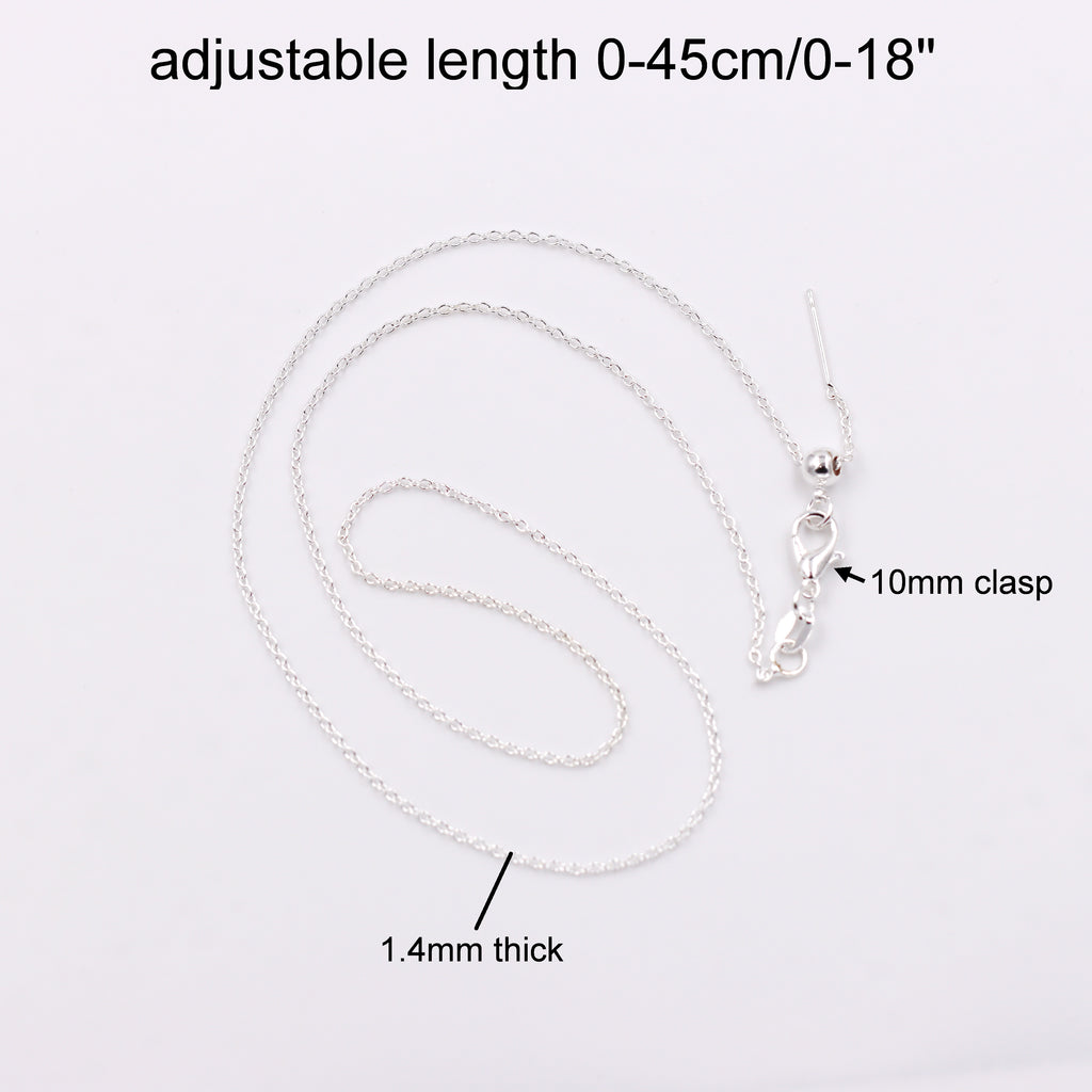 Malahill excellent quality jewelry findings chains for jewelry necklace making, 1.4mm*45cm O chain with omnipotent clasp, sold 10 pieces per box