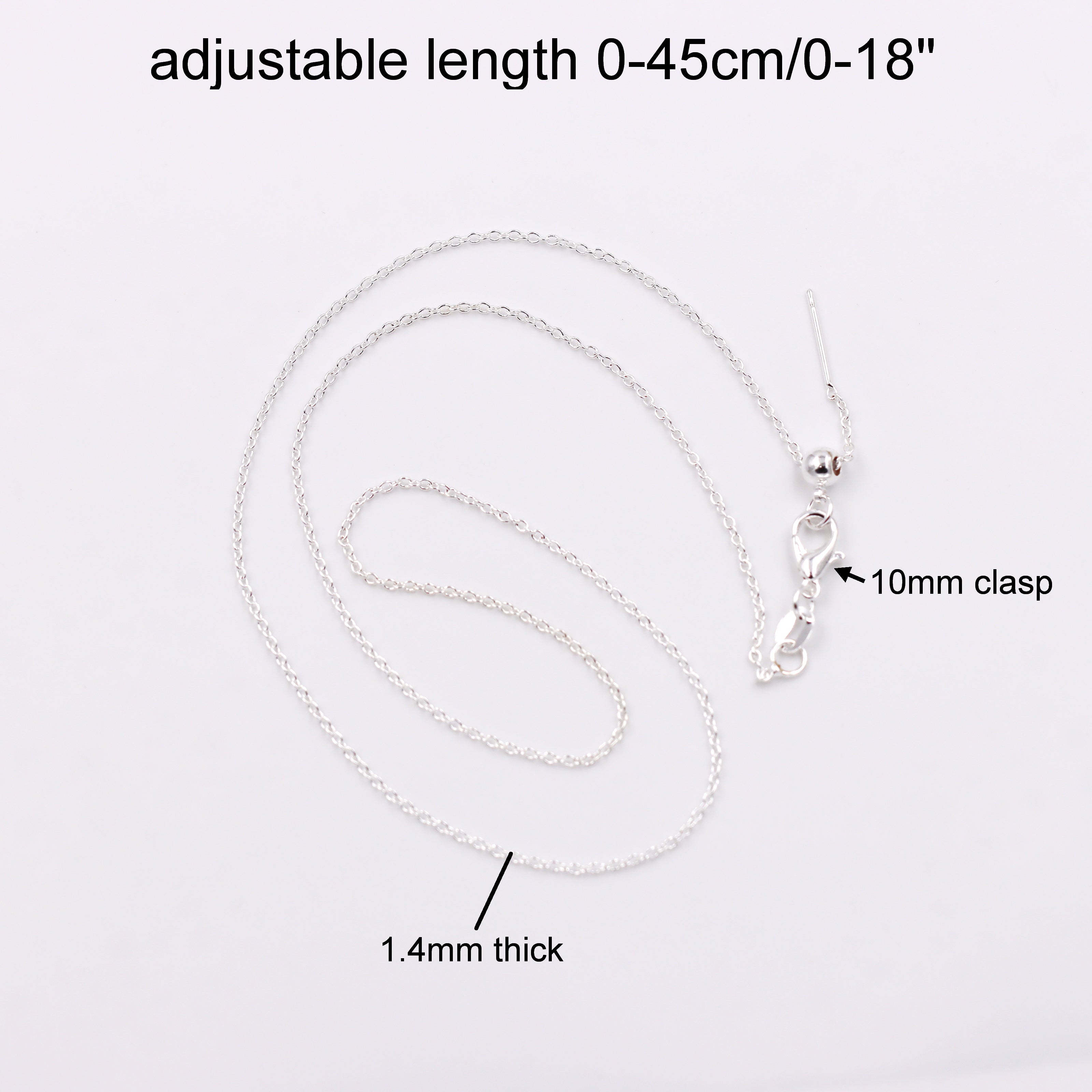 Malahill excellent quality jewelry findings chains for jewelry necklace making, 1.4mm*45cm O chain with omnipotent clasp, sold 10 pieces per box