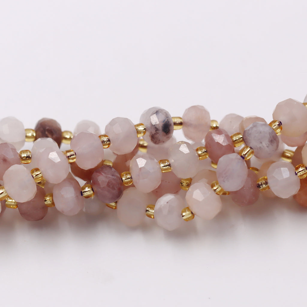 Malahill faceted rondelle gemstone for jewelry making, sold per bag 5 strands inside, Spodumene Quartz beads