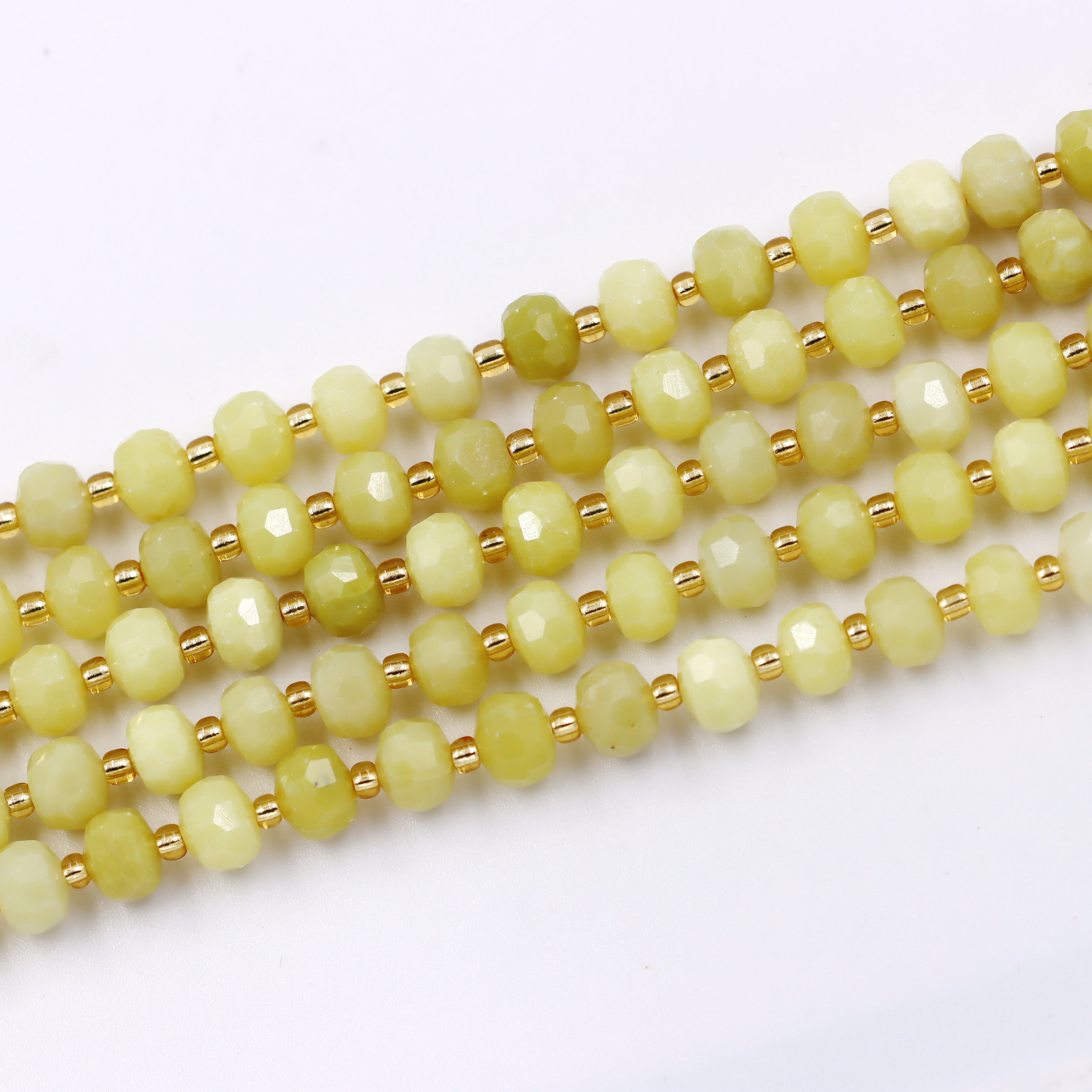 Malahill faceted rondelle gemstone for jewelry making, sold per bag 5 strands inside, Lemon Jade beads