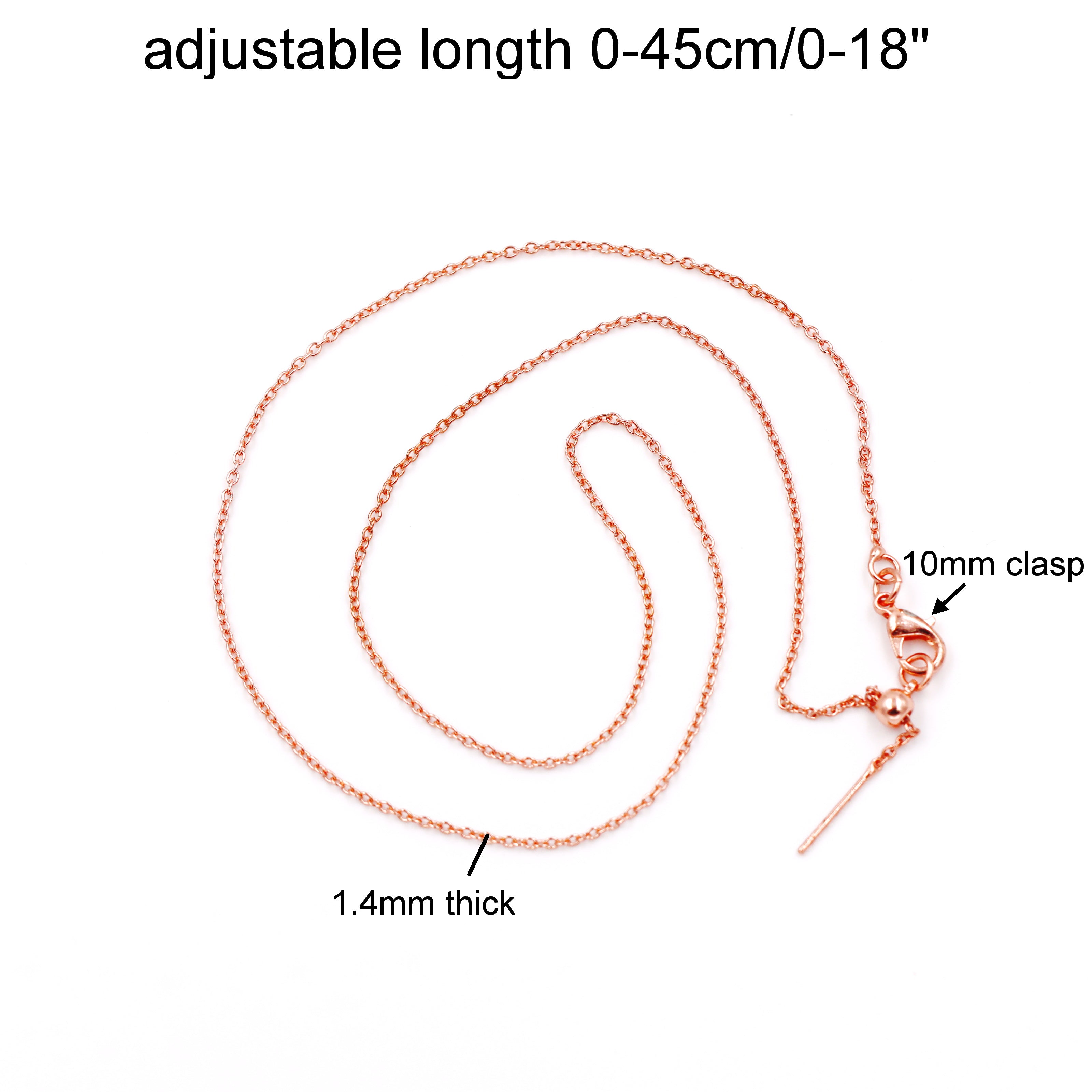 Malahill excellent quality jewelry findings chains for jewelry necklace making, 1.4mm*45cm O chain with omnipotent clasp, sold 10 pieces per box