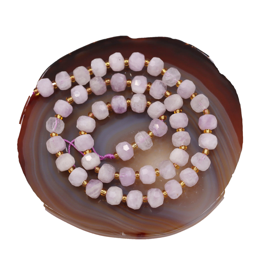 Malahill faceted rondelle gemstone for jewelry making, sold per bag 5 strands inside, Light Kunzite beads