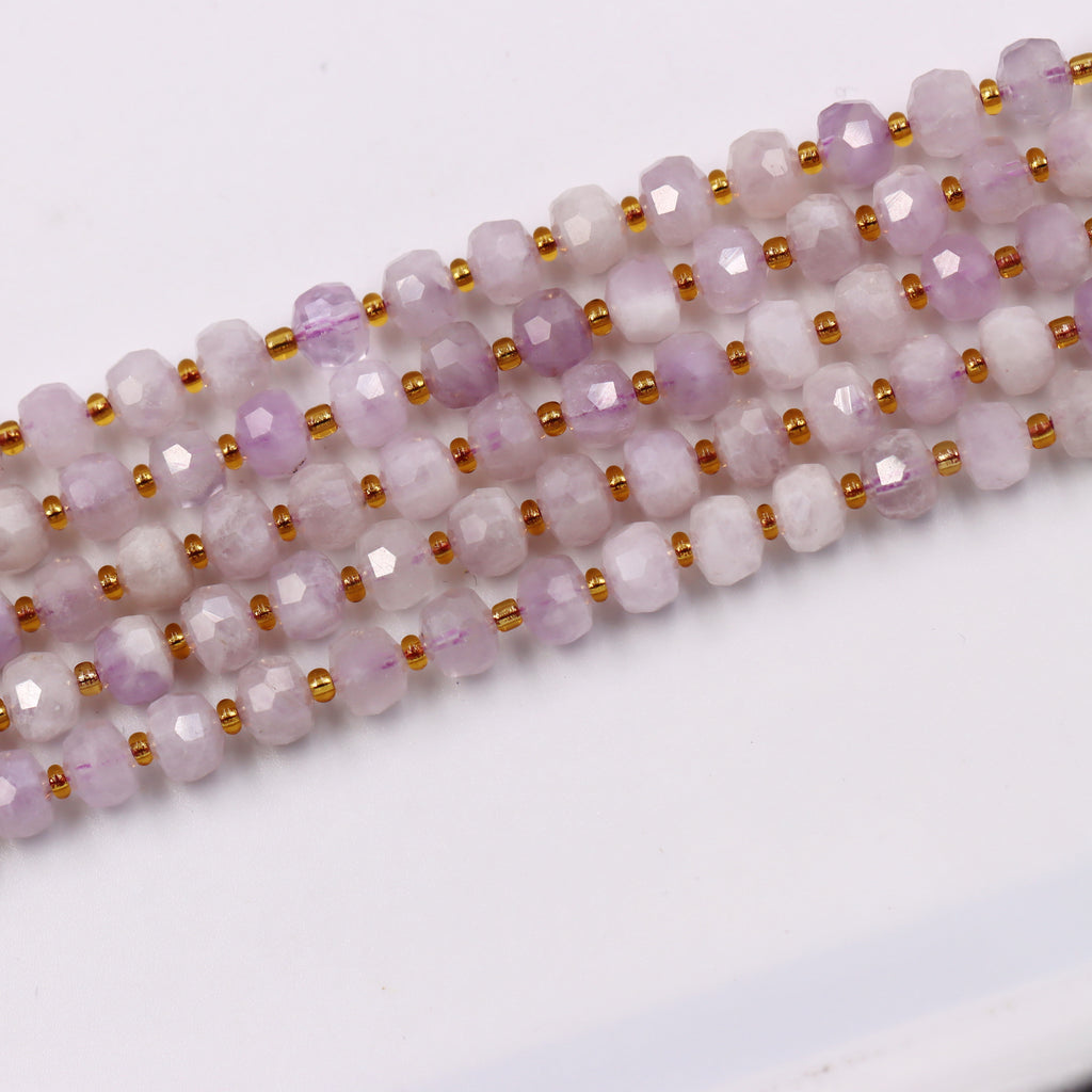 Malahill faceted rondelle gemstone for jewelry making, sold per bag 5 strands inside, Light Kunzite beads