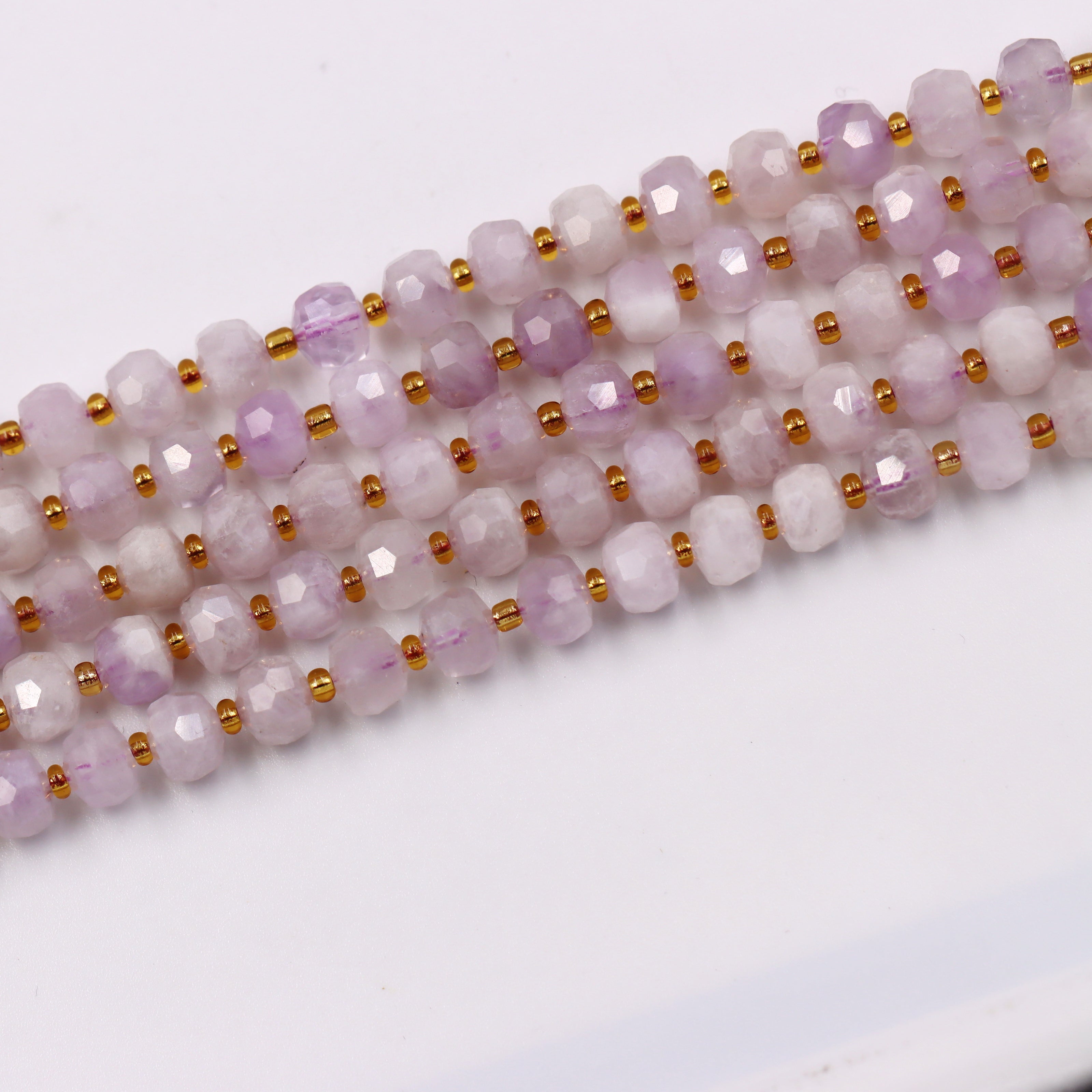 Malahill faceted rondelle gemstone for jewelry making, sold per bag 5 strands inside, Light Kunzite beads
