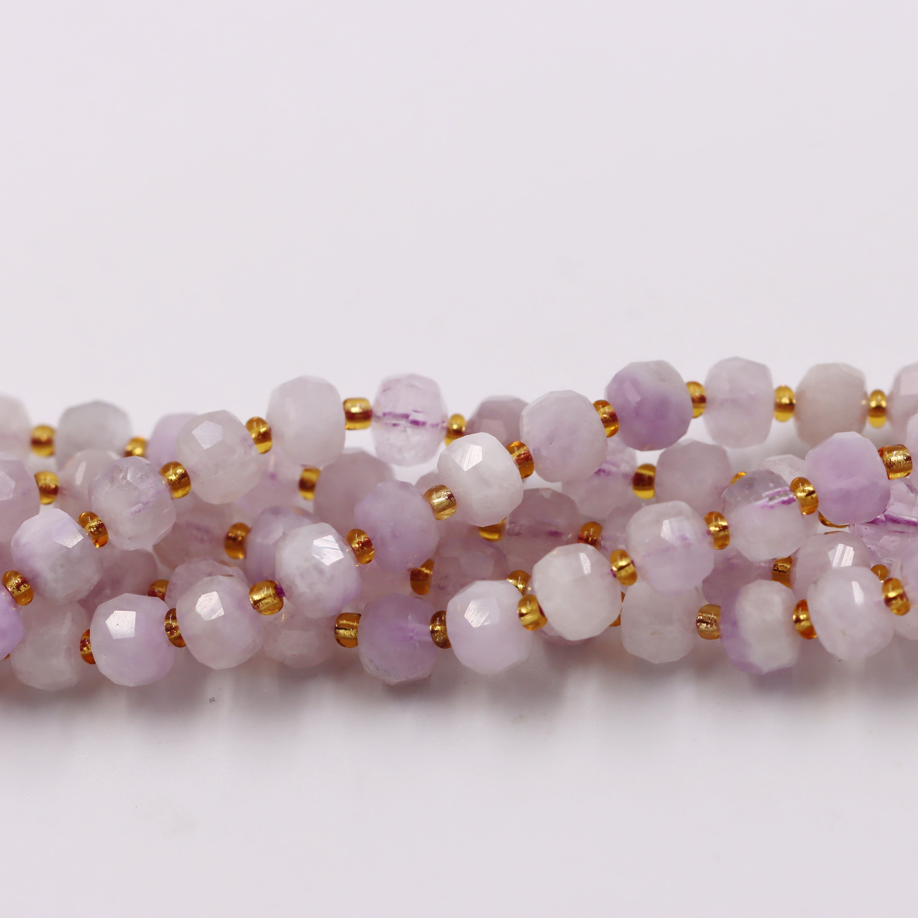 Malahill faceted rondelle gemstone for jewelry making, sold per bag 5 strands inside, Light Kunzite beads