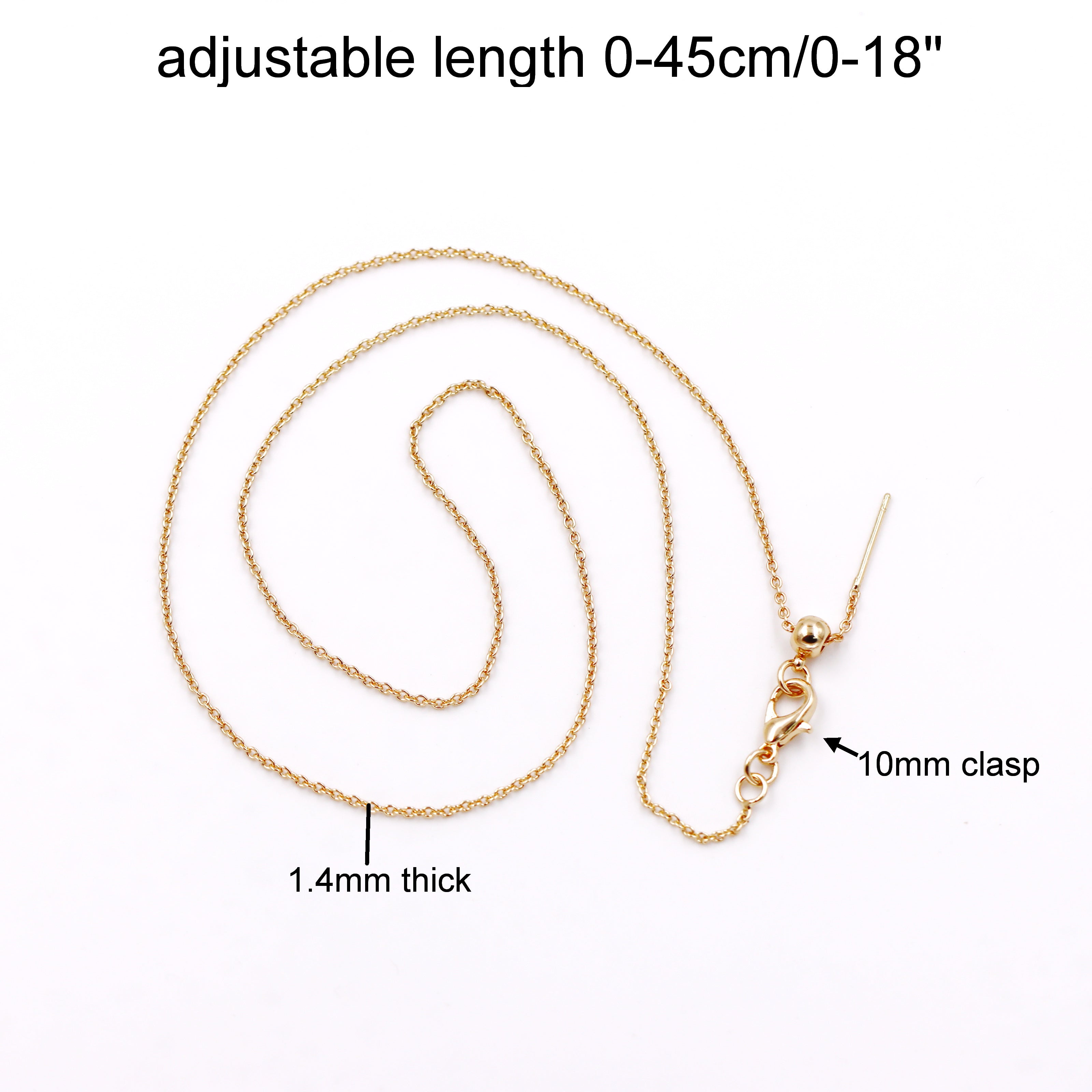 Malahill excellent quality jewelry findings chains for jewelry necklace making, 1.4mm*45cm O chain with omnipotent clasp, sold 10 pieces per box