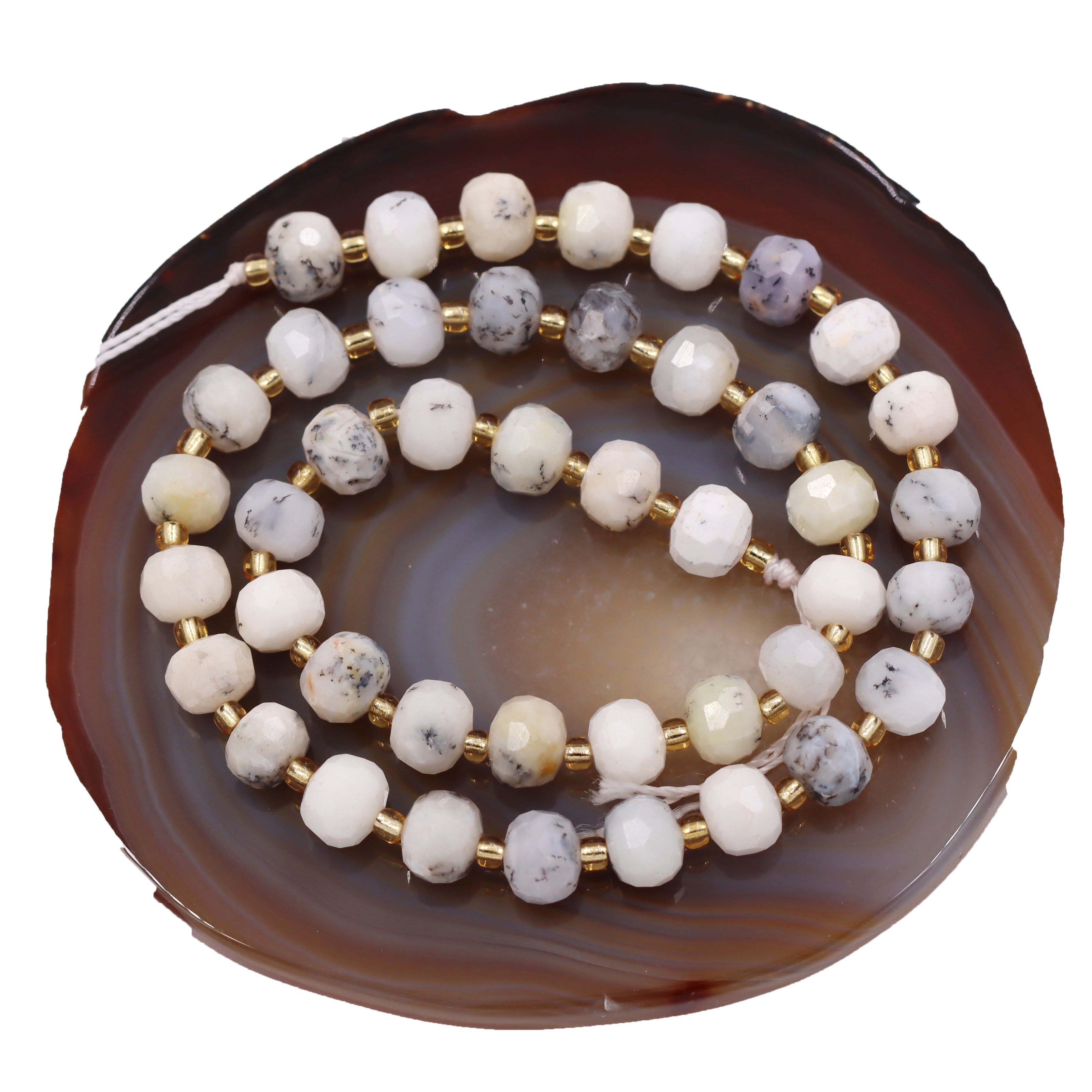 Malahill faceted rondelle gemstone for jewelry making, sold per bag 5 strands inside, White Jasper beads