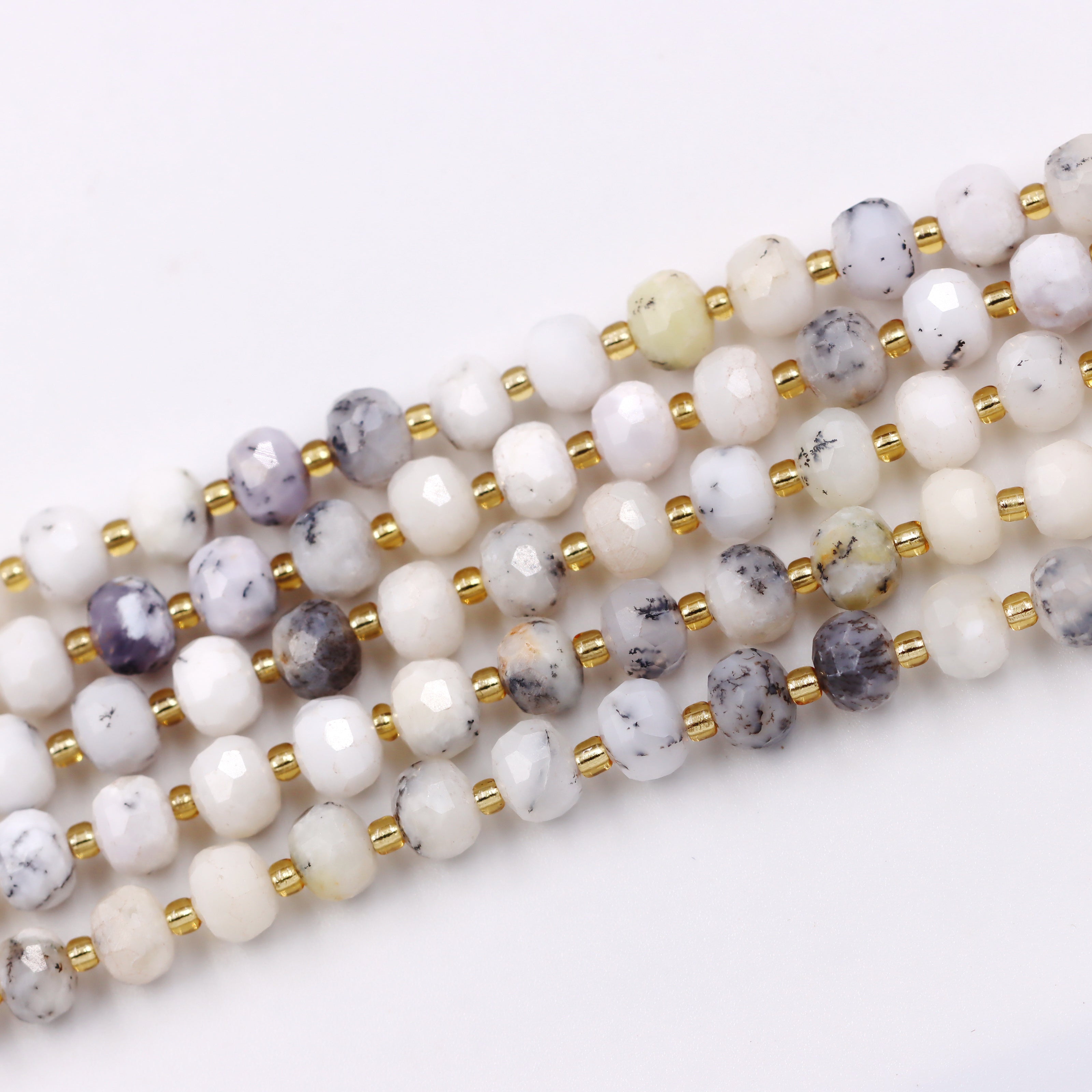 Malahill faceted rondelle gemstone for jewelry making, sold per bag 5 strands inside, White Jasper beads
