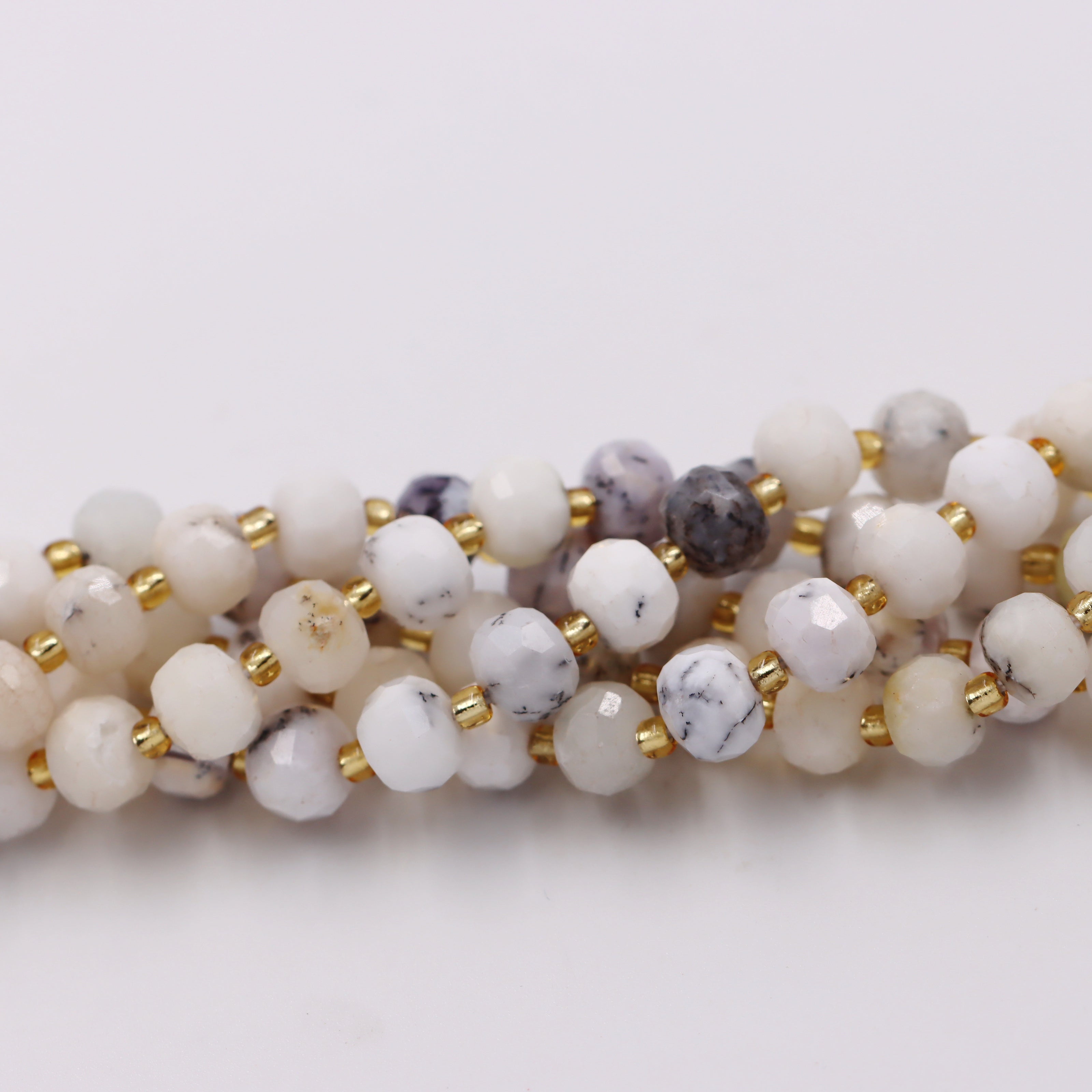 Malahill faceted rondelle gemstone for jewelry making, sold per bag 5 strands inside, White Jasper beads
