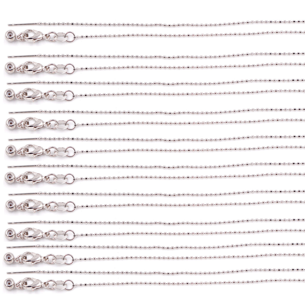 Malahill excellent quality jewelry findings chains for jewelry necklace making, 1.1mm*45cm ball chain with omnipotent clasp, sold 10 pieces per box