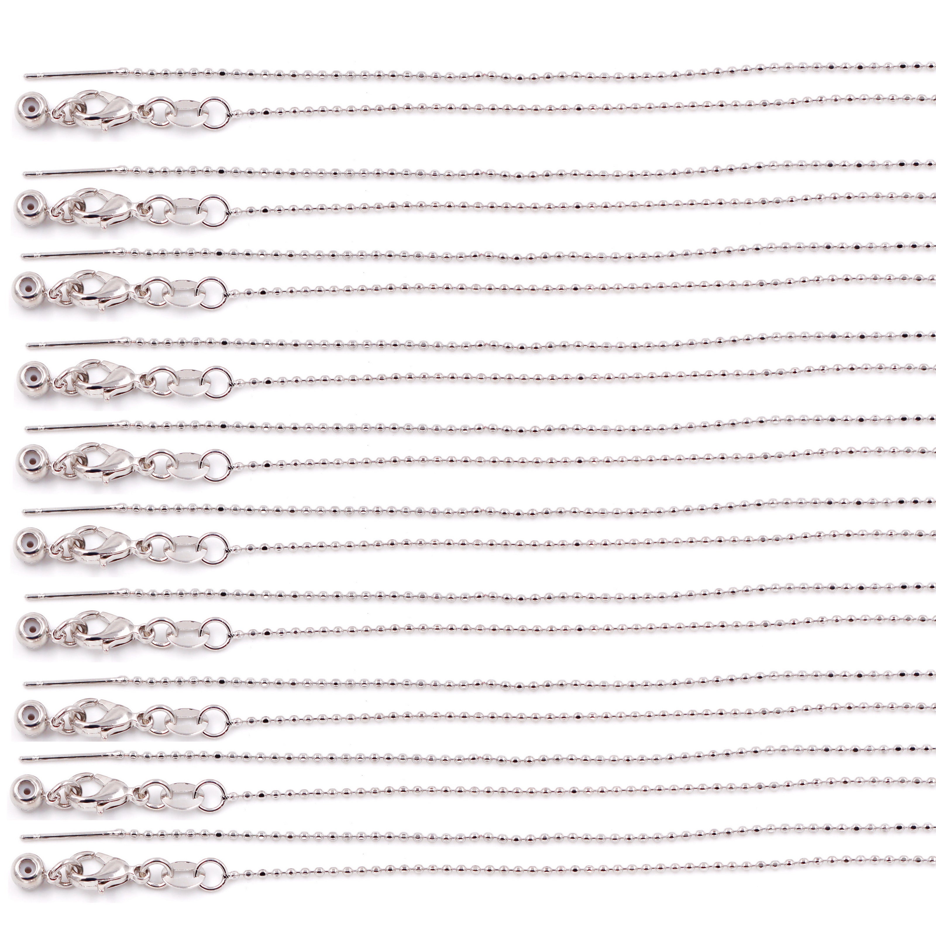 Malahill excellent quality jewelry findings chains for jewelry necklace making, 1.1mm*45cm ball chain with omnipotent clasp, sold 10 pieces per box