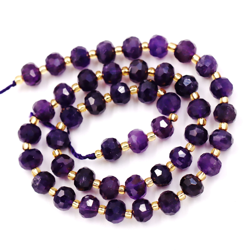 Malahill faceted rondelle gemstone for jewelry making, sold per bag 5 strands inside, Dark Amethyst beads