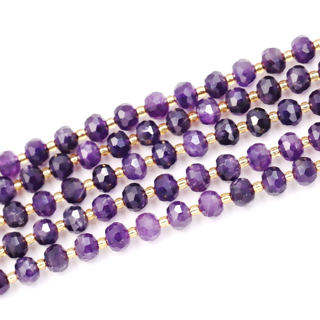 Malahill faceted rondelle gemstone for jewelry making, sold per bag 5 strands inside, Dark Amethyst beads