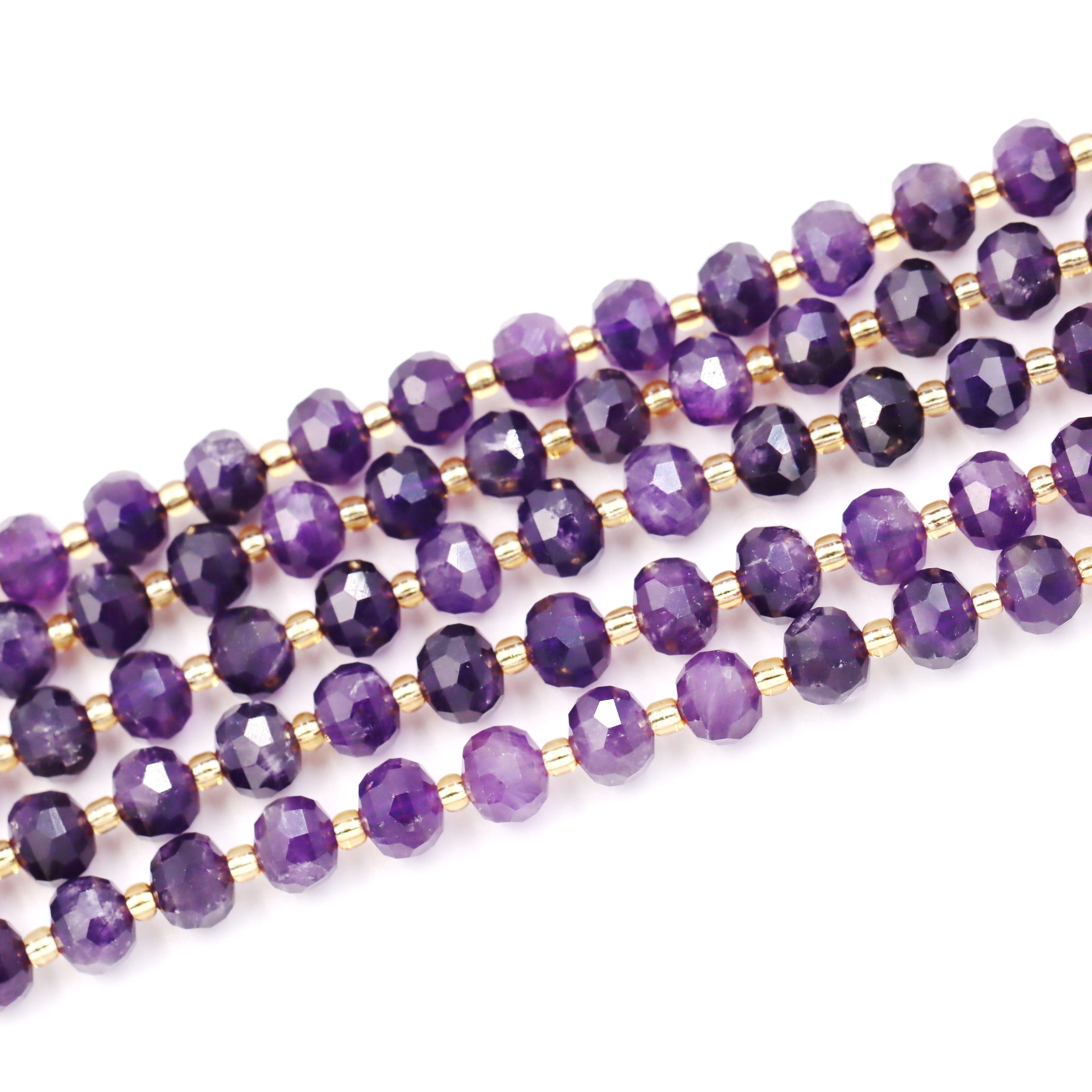 Malahill faceted rondelle gemstone for jewelry making, sold per bag 5 strands inside, Dark Amethyst beads