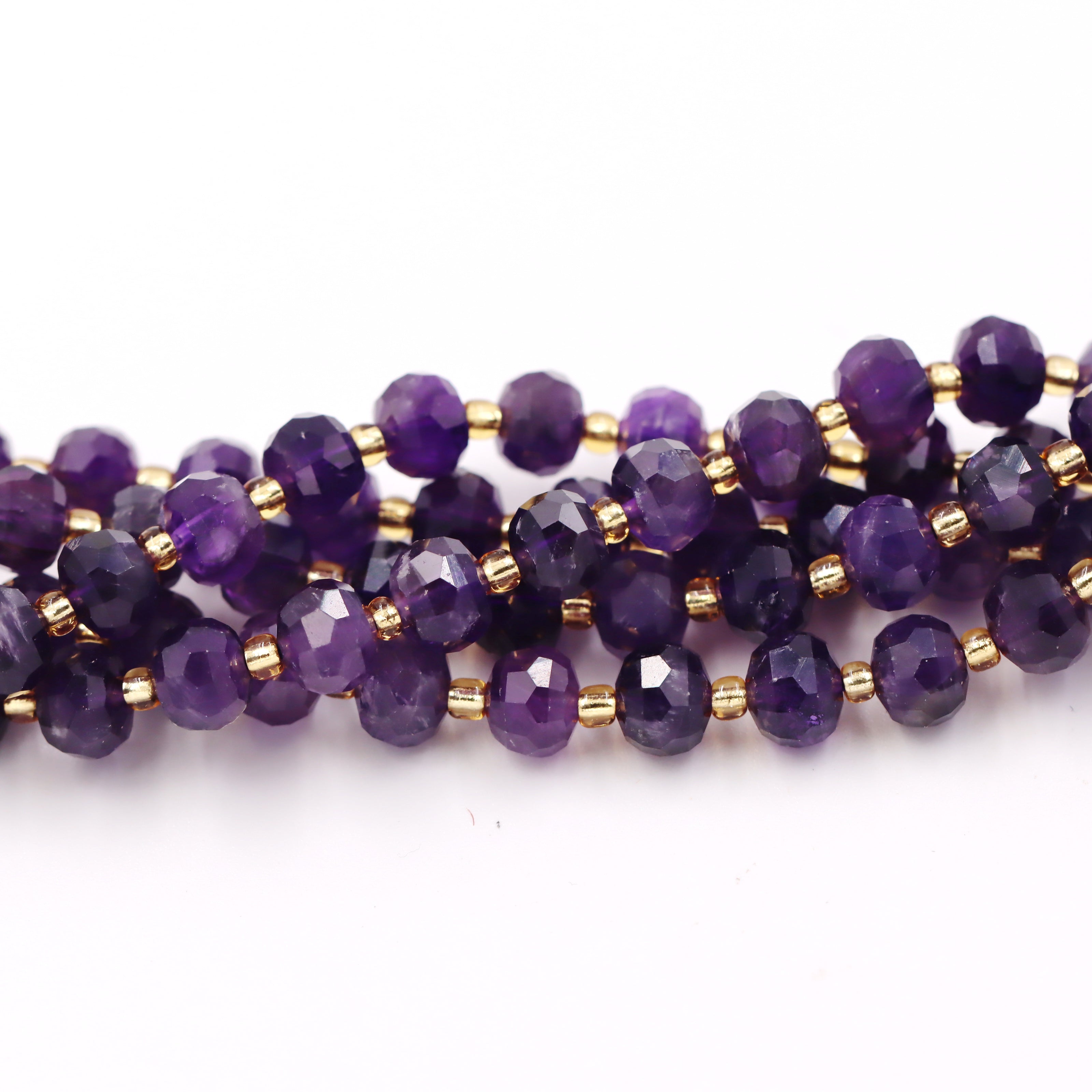 Malahill faceted rondelle gemstone for jewelry making, sold per bag 5 strands inside, Dark Amethyst beads
