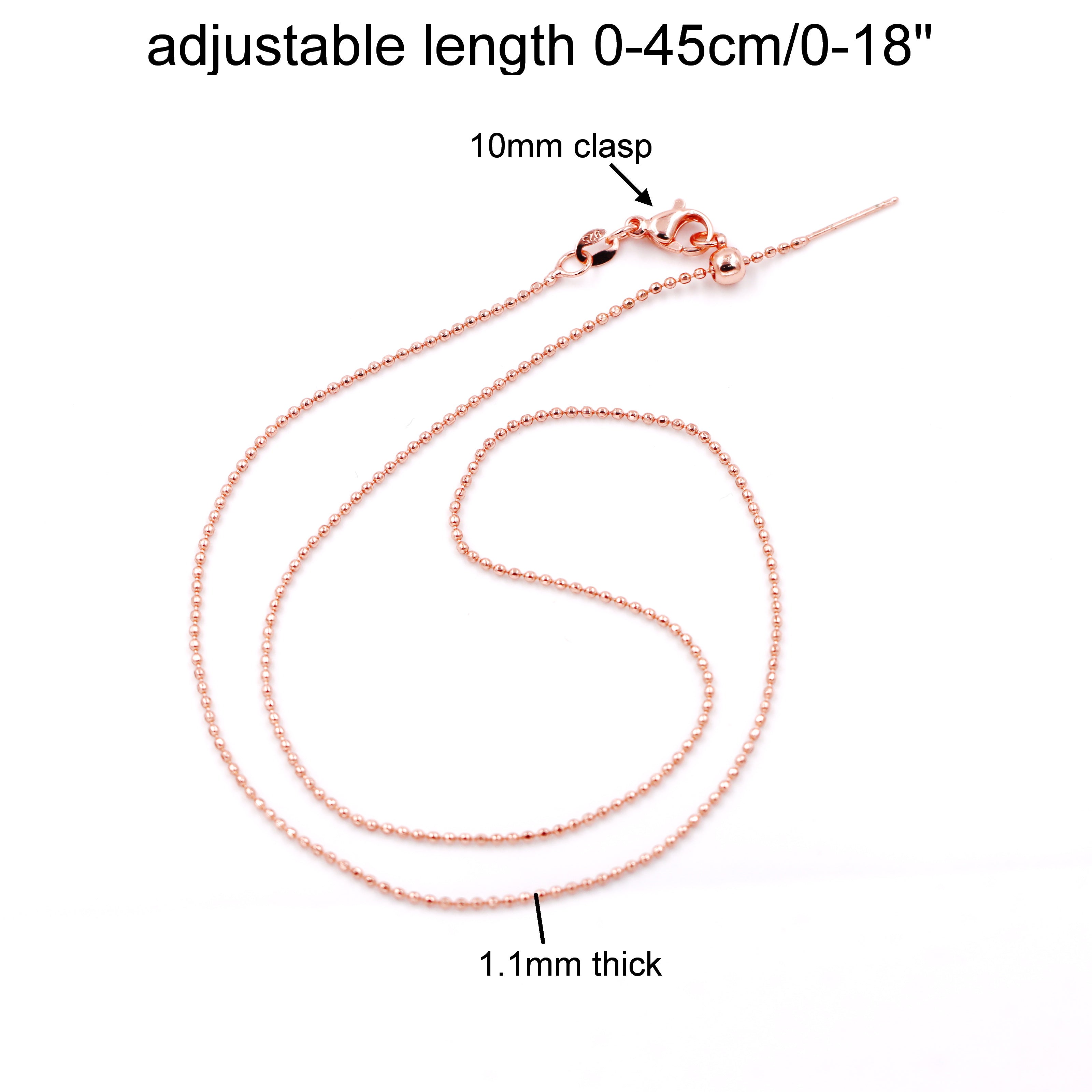 Malahill excellent quality jewelry findings chains for jewelry necklace making, 1.1mm*45cm ball chain with omnipotent clasp, sold 10 pieces per box