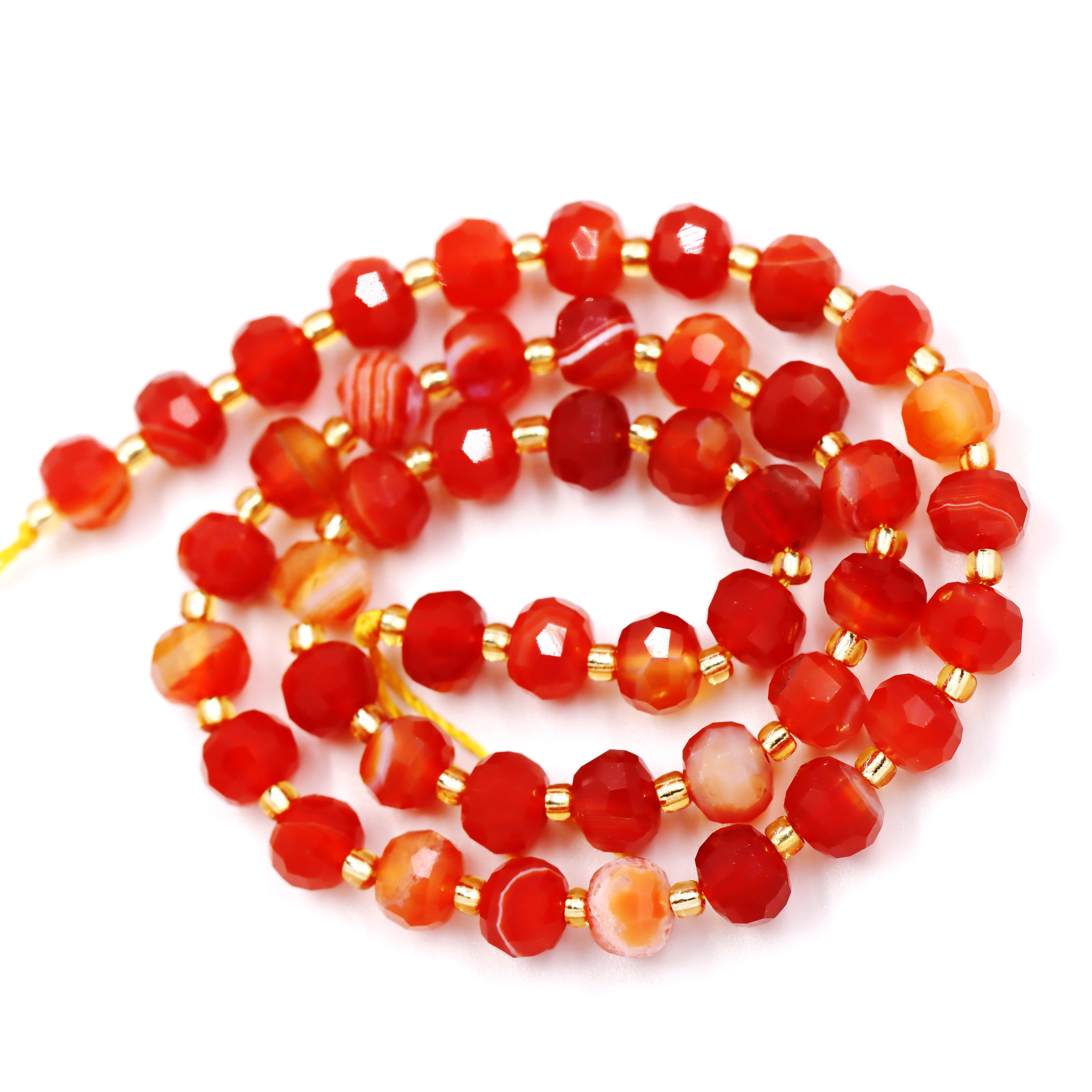 Malahill faceted rondelle gemstone for jewelry making, sold per bag 5 strands inside, Red Carnelian A beads