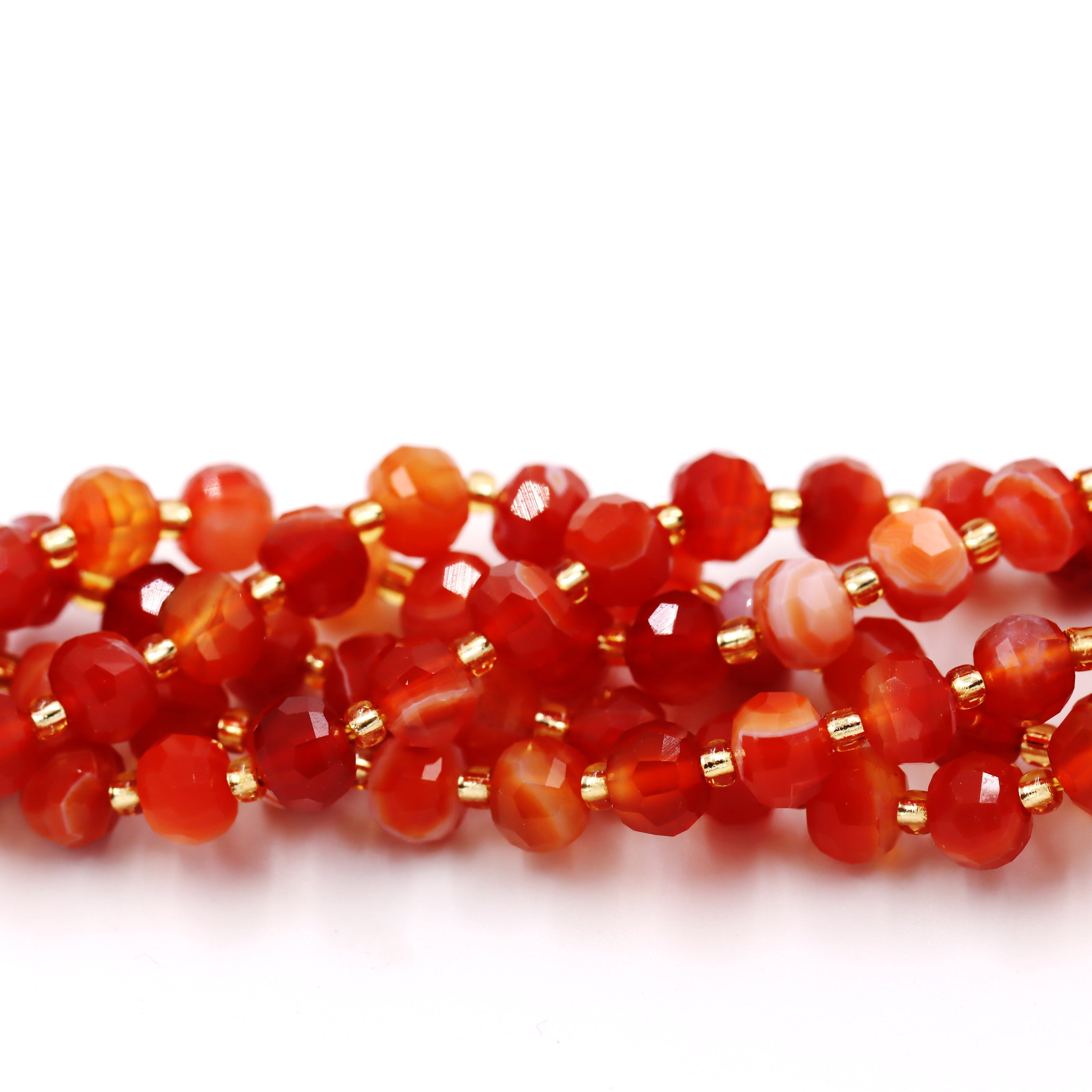 Malahill faceted rondelle gemstone for jewelry making, sold per bag 5 strands inside, Red Carnelian A beads