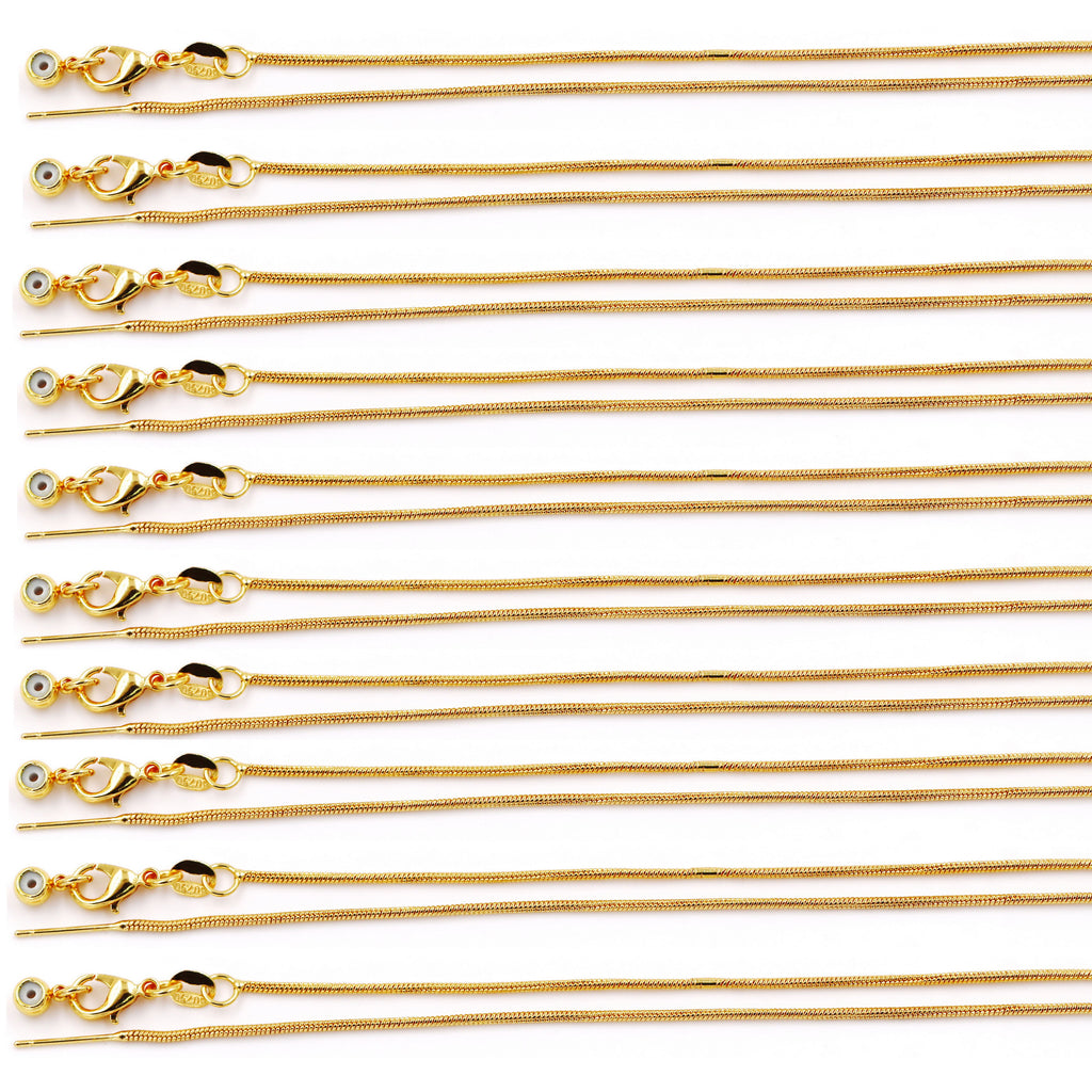 Malahill excellent quality jewelry findings chains for jewelry necklace making, 1.1mm*45cm snake chain with omnipotent clasp, sold 10 pieces per box