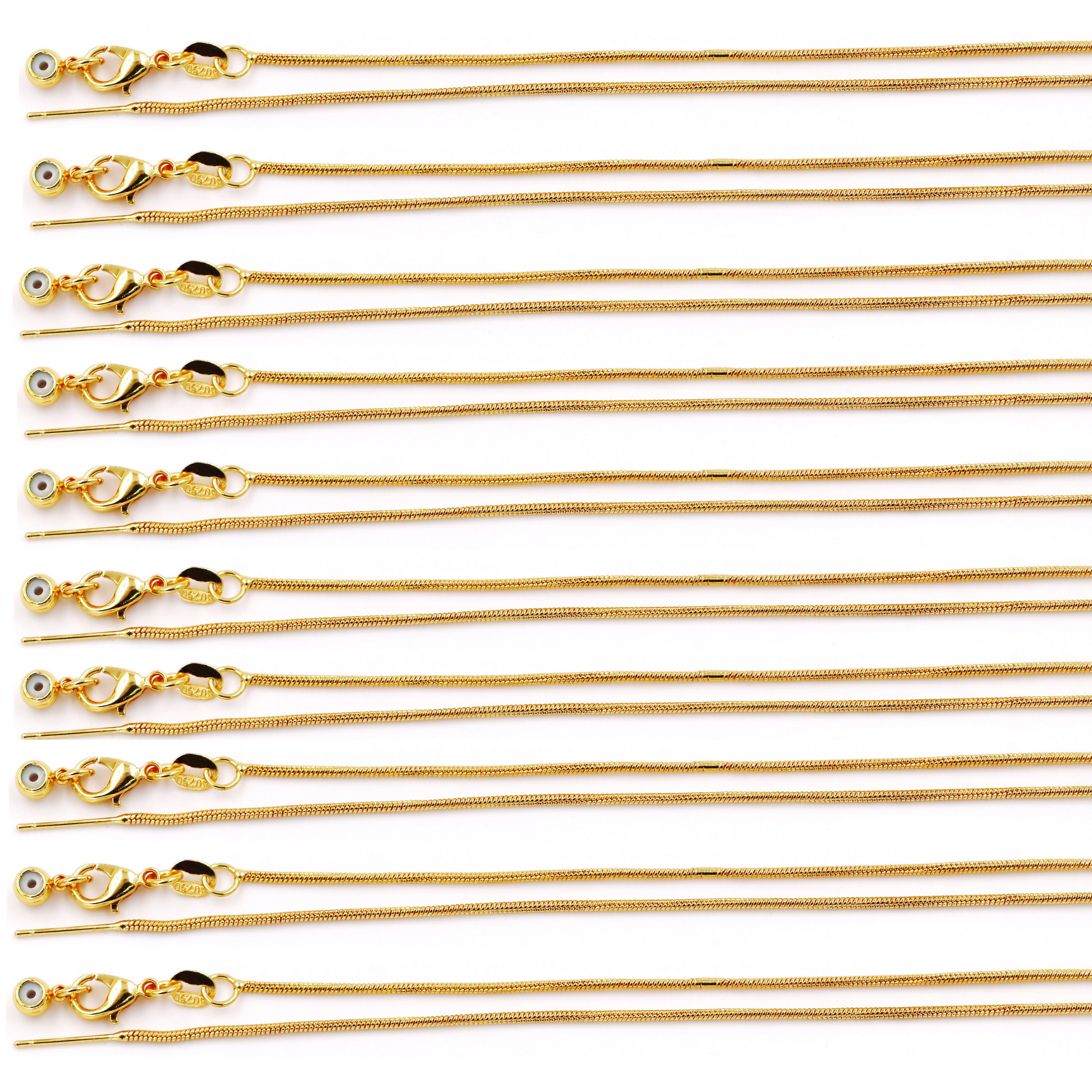 Malahill excellent quality jewelry findings chains for jewelry necklace making, 1.1mm*45cm snake chain with omnipotent clasp, sold 10 pieces per box