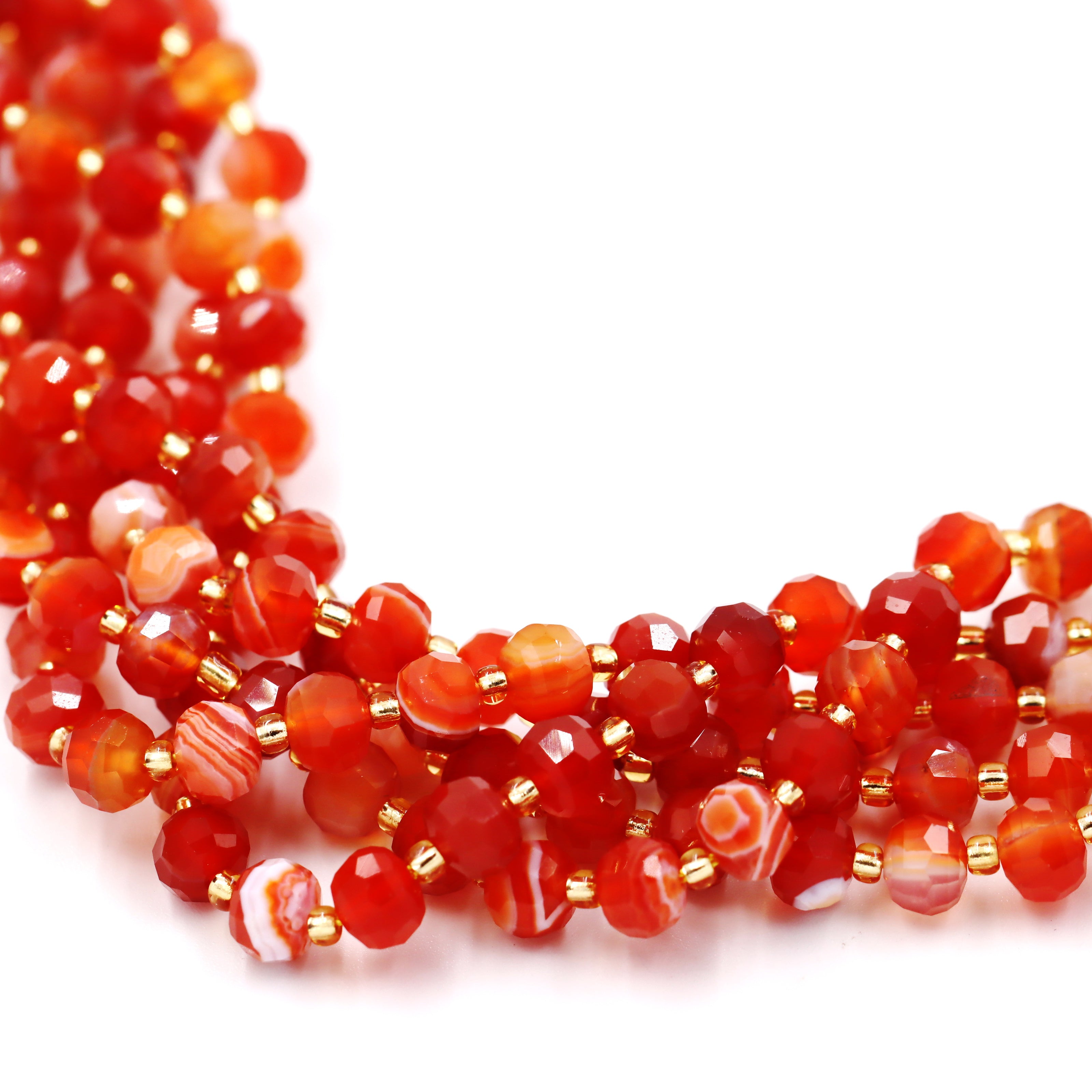 Malahill faceted rondelle gemstone for jewelry making, sold per bag 5 strands inside, Red Carnelian A beads