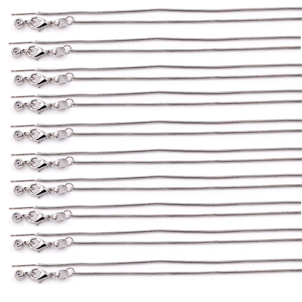 Malahill excellent quality jewelry findings chains for jewelry necklace making, 1.1mm*45cm snake chain with omnipotent clasp, sold 10 pieces per box
