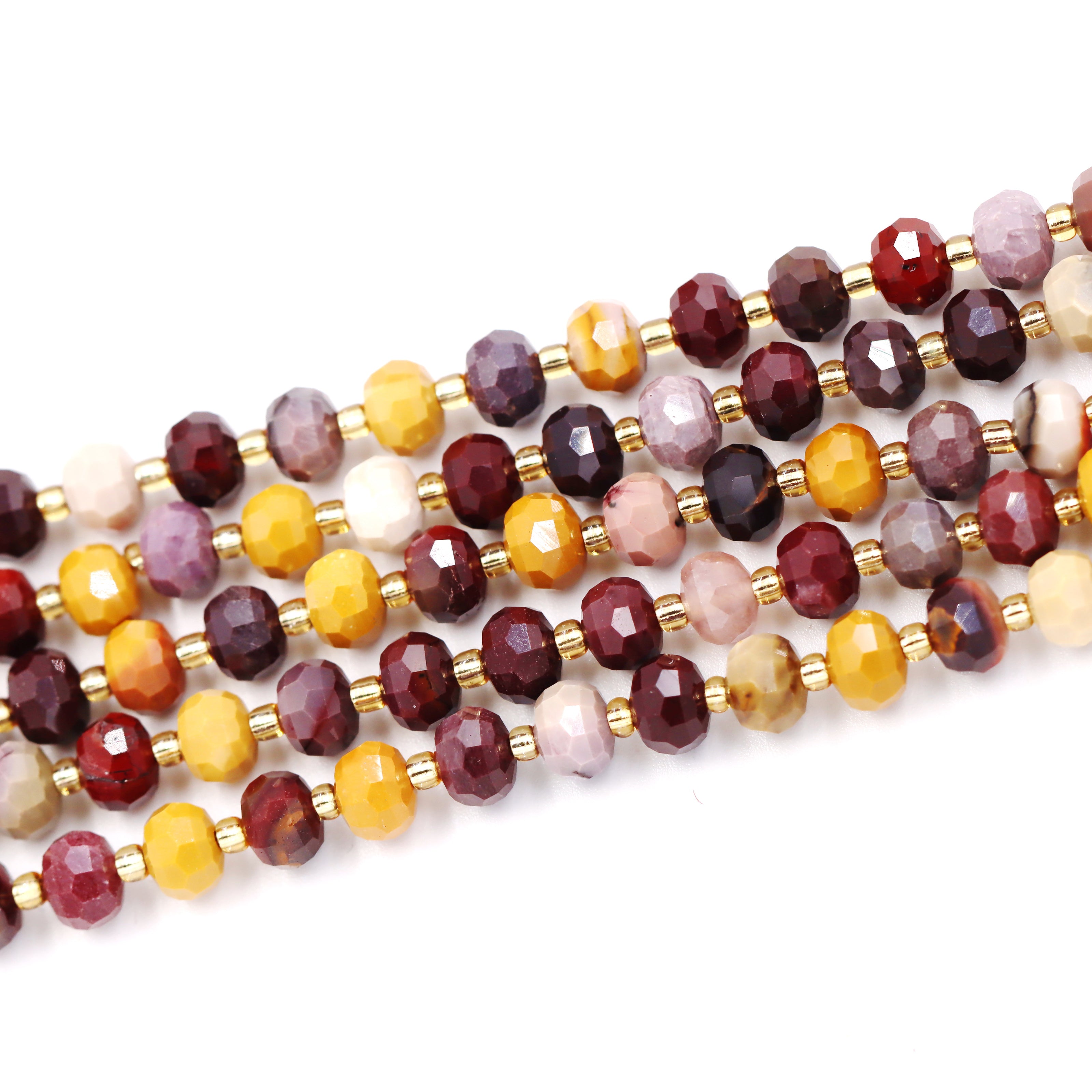 Malahill faceted rondelle gemstone for jewelry making, sold per bag 5 strands inside, Mookaite beads