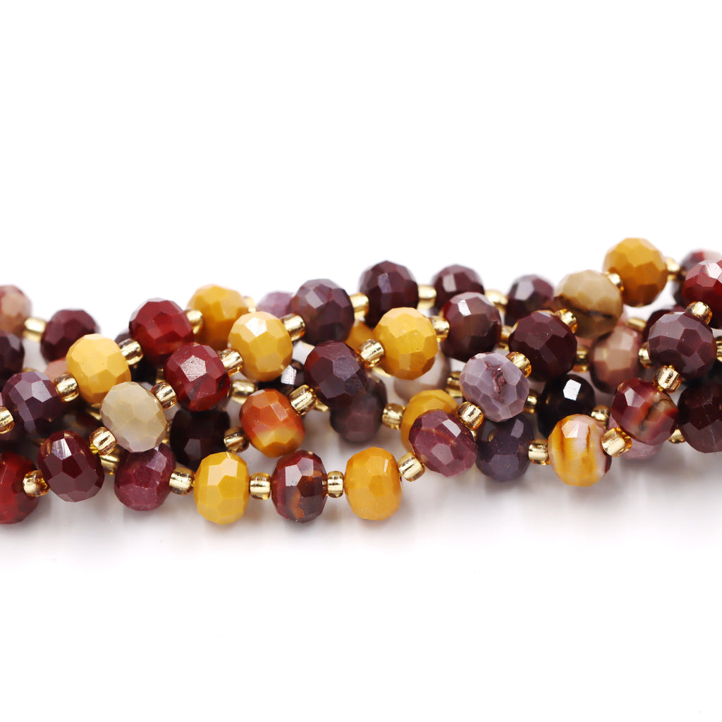Malahill faceted rondelle gemstone for jewelry making, sold per bag 5 strands inside, Mookaite beads