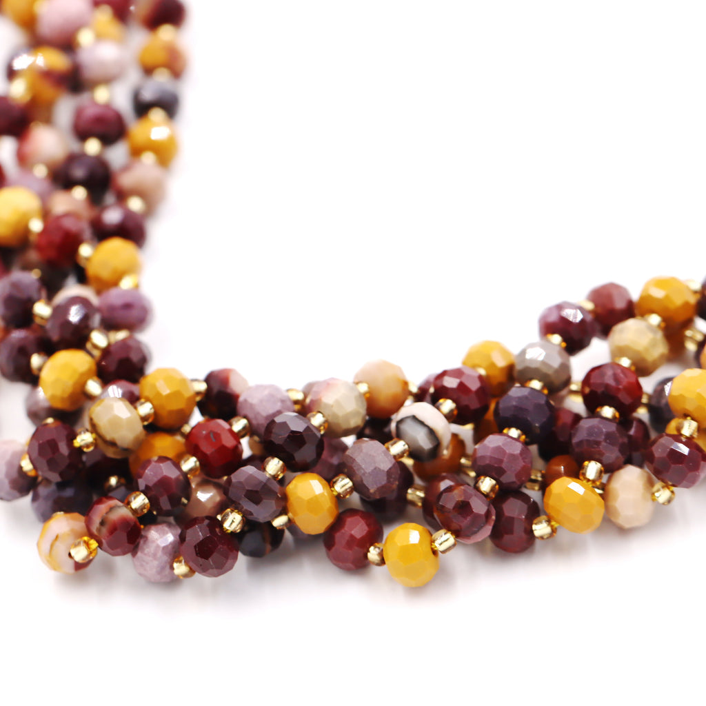 Malahill faceted rondelle gemstone for jewelry making, sold per bag 5 strands inside, Mookaite beads