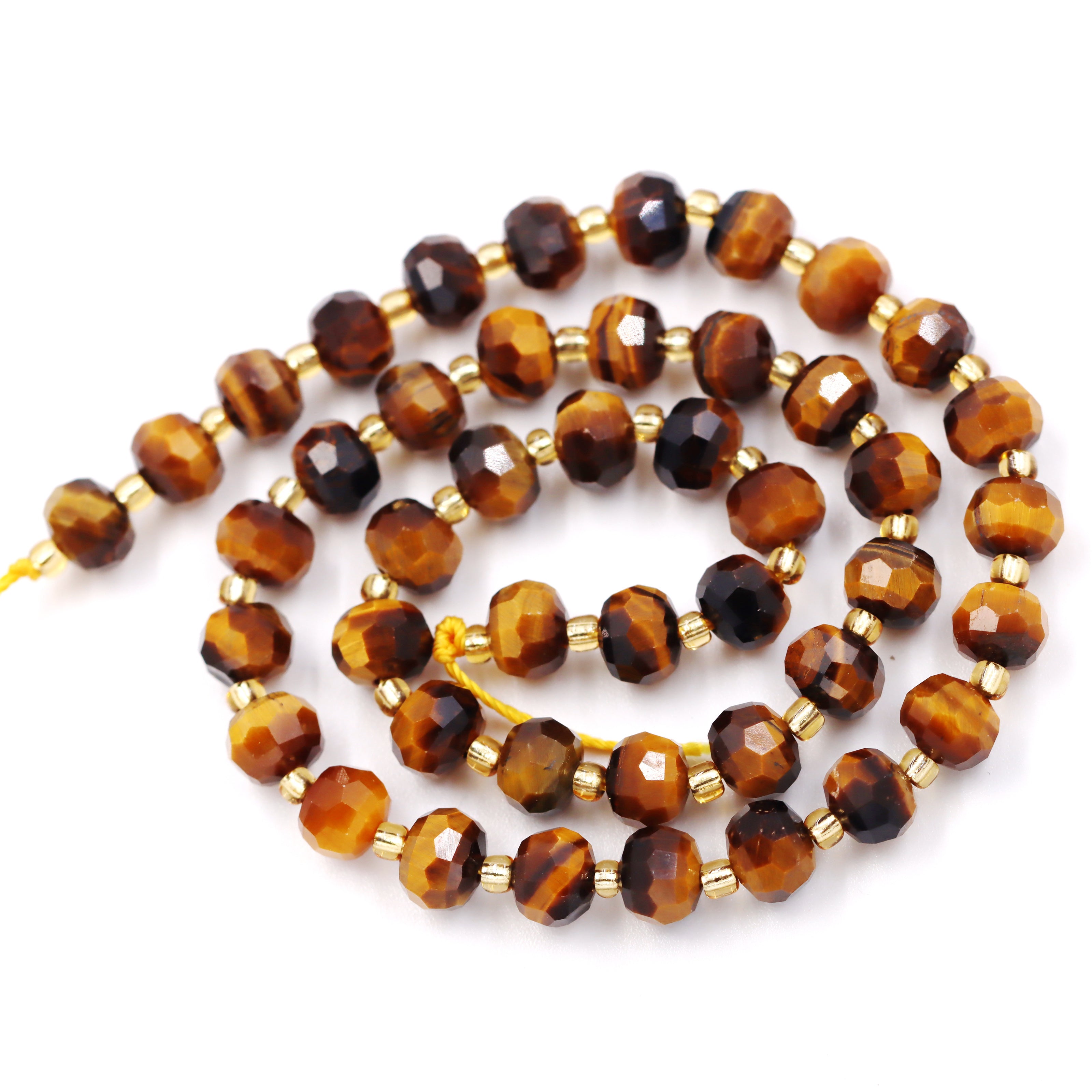 Malahill faceted rondelle gemstone for jewelry making, sold per bag 5 strands inside, Tiger's Eye beads
