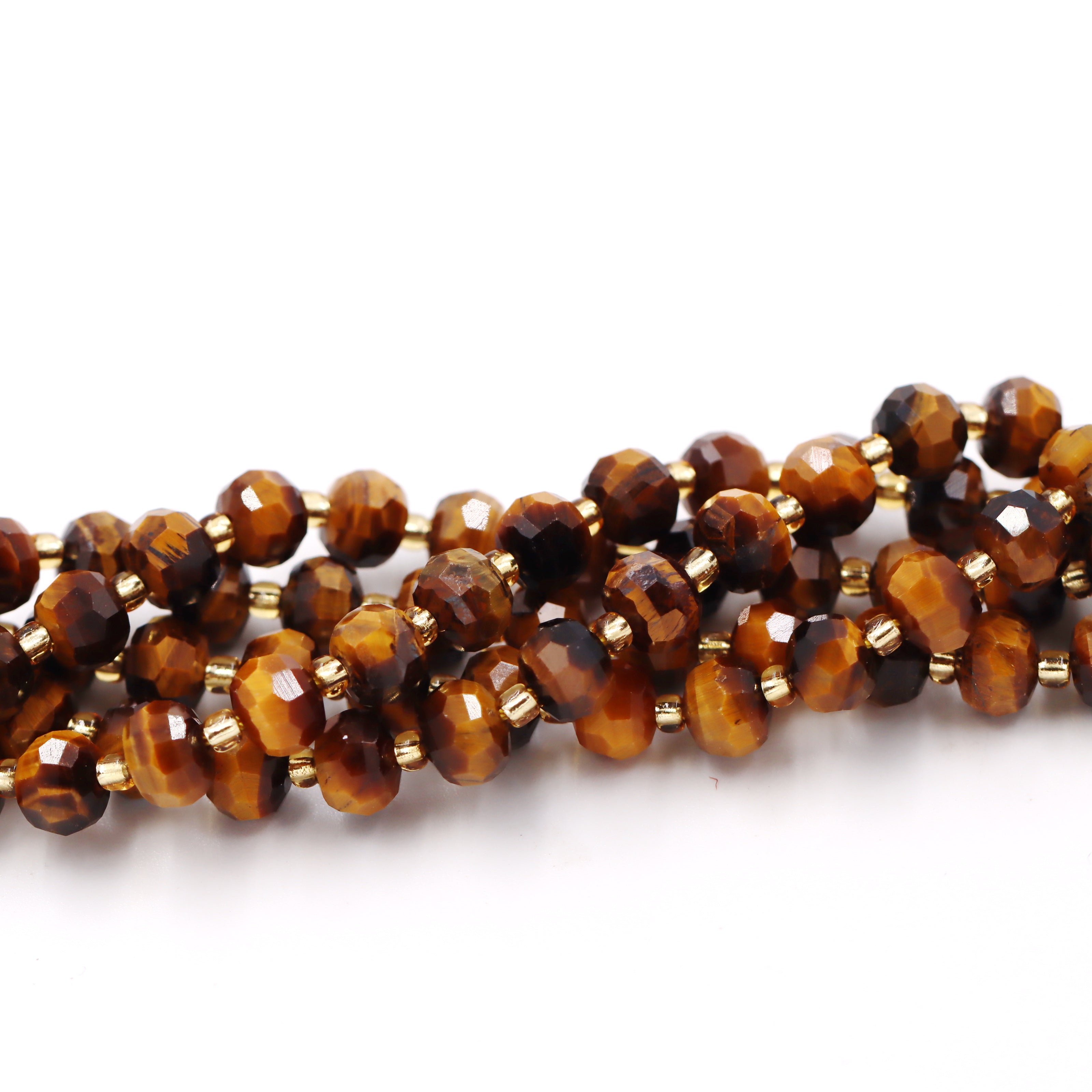 Malahill faceted rondelle gemstone for jewelry making, sold per bag 5 strands inside, Tiger's Eye beads