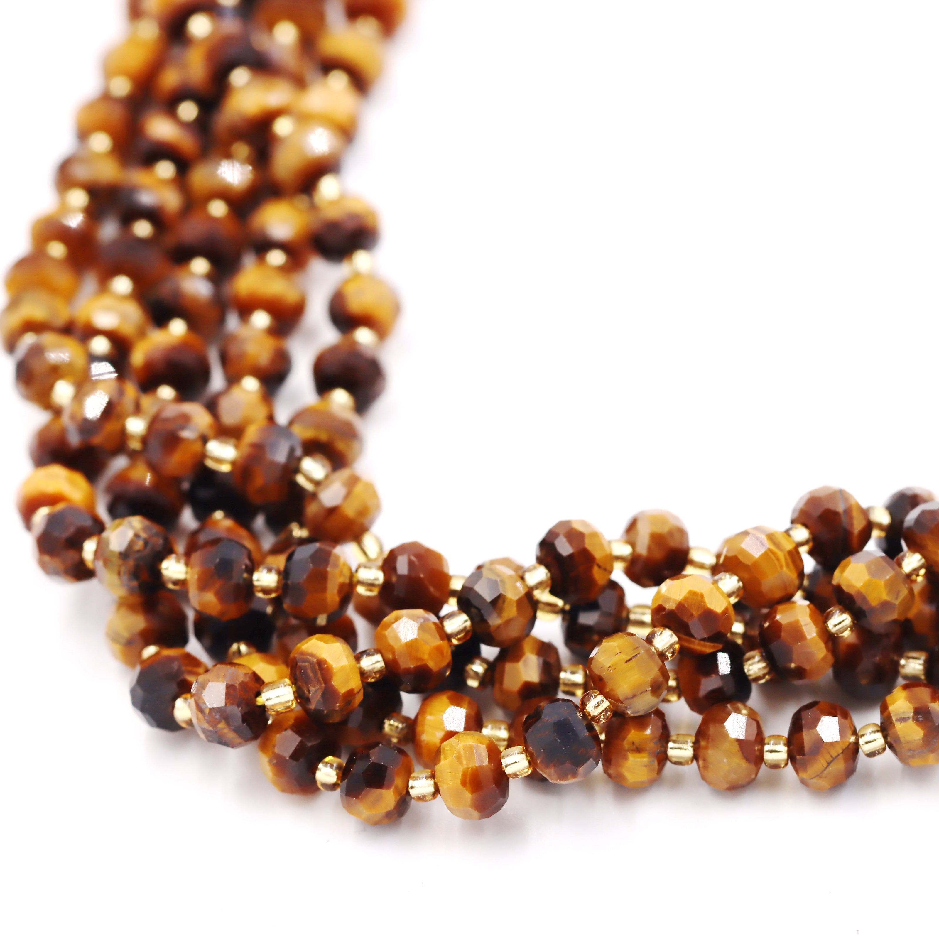 Malahill faceted rondelle gemstone for jewelry making, sold per bag 5 strands inside, Tiger's Eye beads