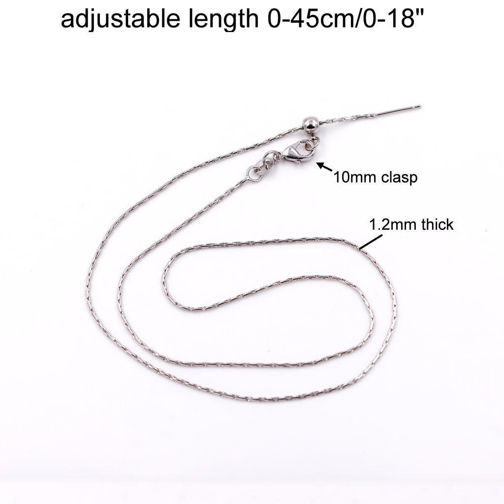 Malahill excellent quality jewelry findings chains for jewelry necklace making, 1.2mm*45cm bamboo chain with omnipotent clasp, sold 10 pieces per box