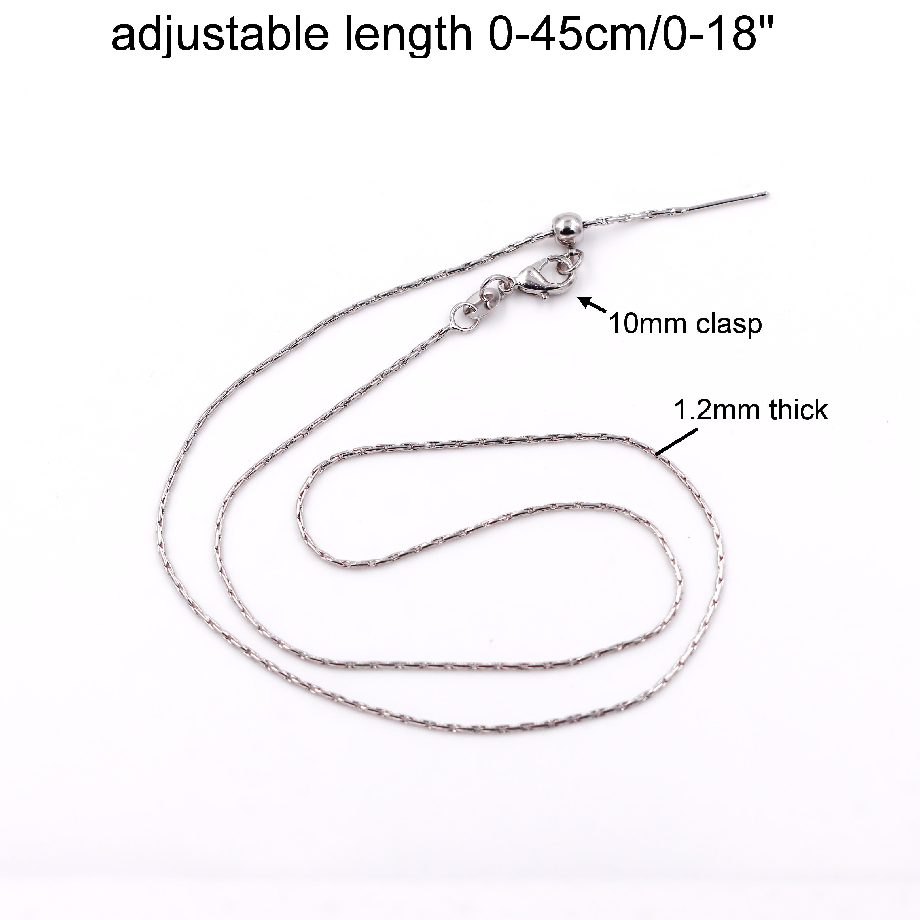 Malahill excellent quality jewelry findings chains for jewelry necklace making, 1.2mm*45cm bamboo chain with omnipotent clasp, sold 10 pieces per box