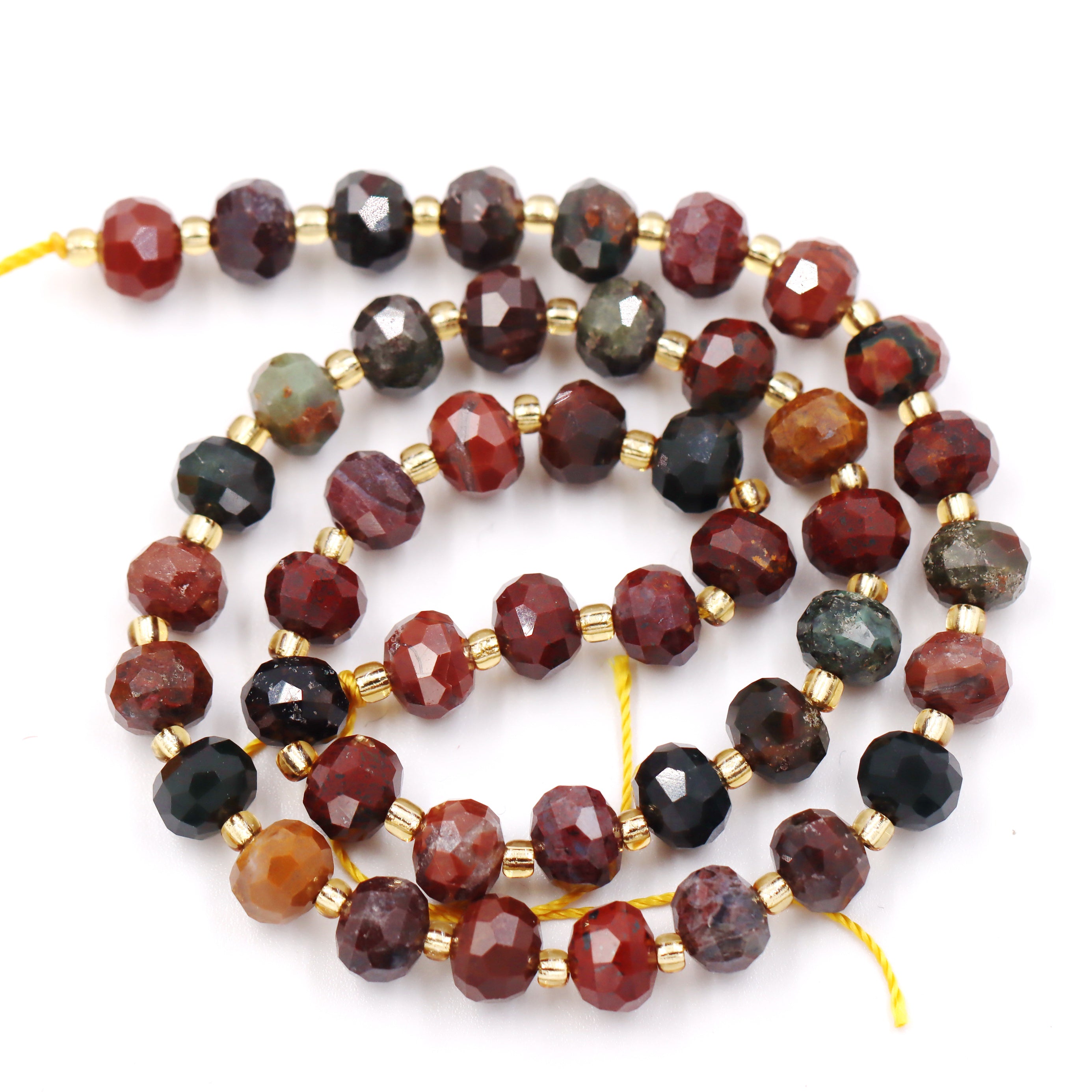Malahill faceted rondelle gemstone for jewelry making, sold per bag 5 strands inside, Ocean Agate beads