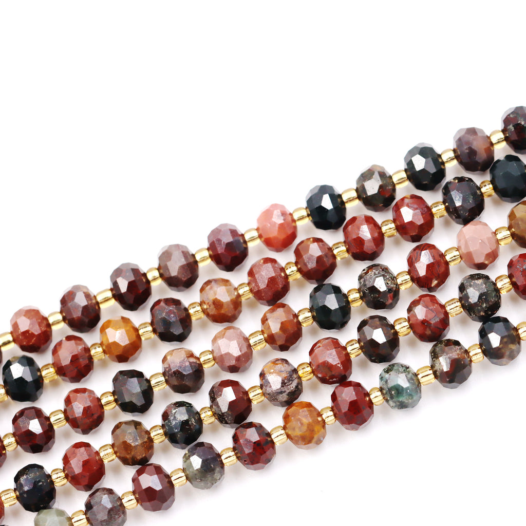 Malahill faceted rondelle gemstone for jewelry making, sold per bag 5 strands inside, Ocean Agate beads