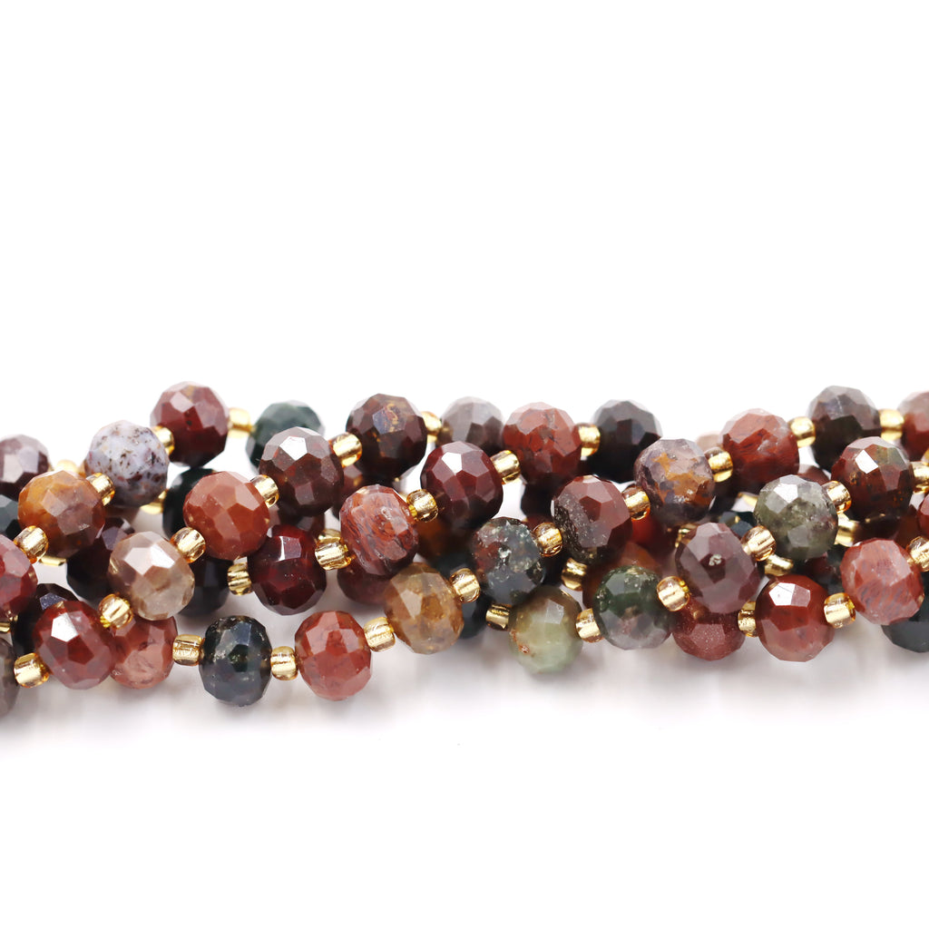 Malahill faceted rondelle gemstone for jewelry making, sold per bag 5 strands inside, Ocean Agate beads