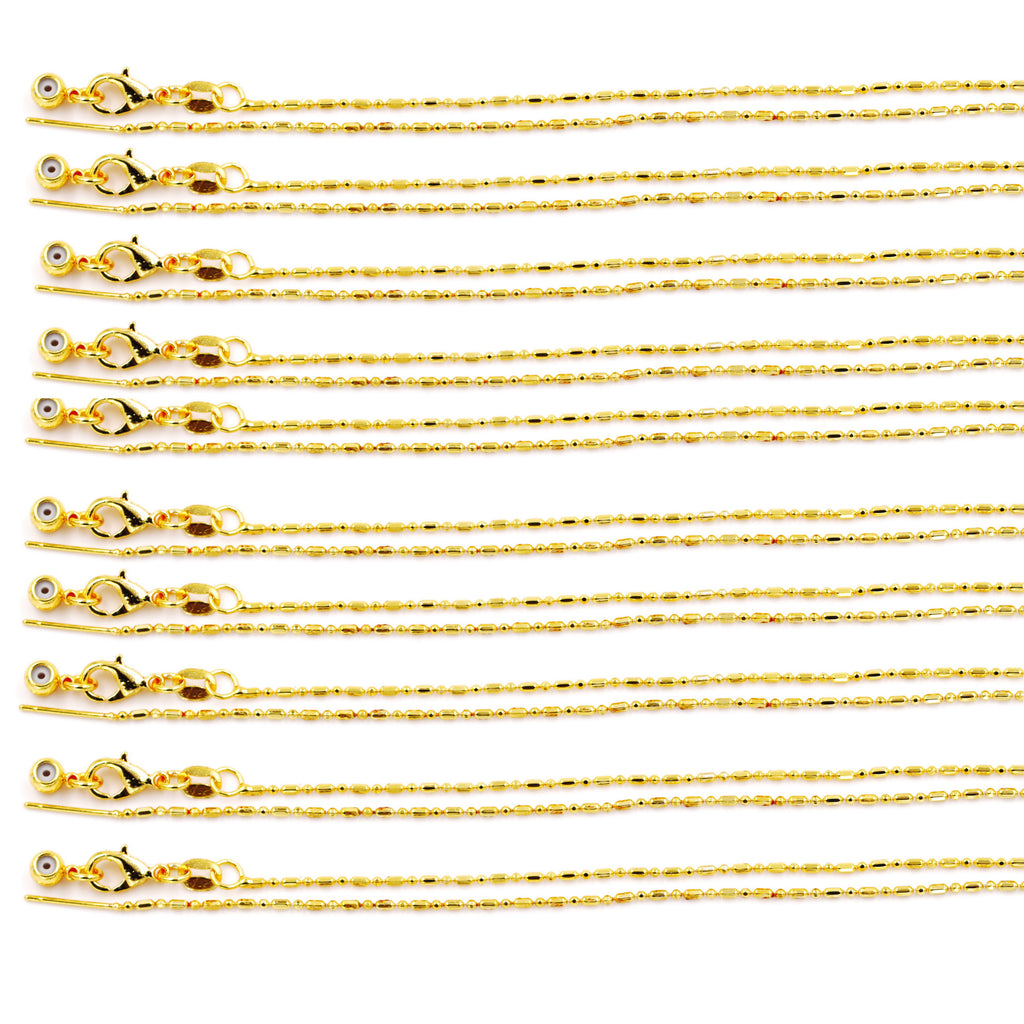 Malahill excellent quality jewelry findings chains for jewelry necklace making, 1.2mm*45cm rice chain with omnipotent clasp, sold 10 pieces per box