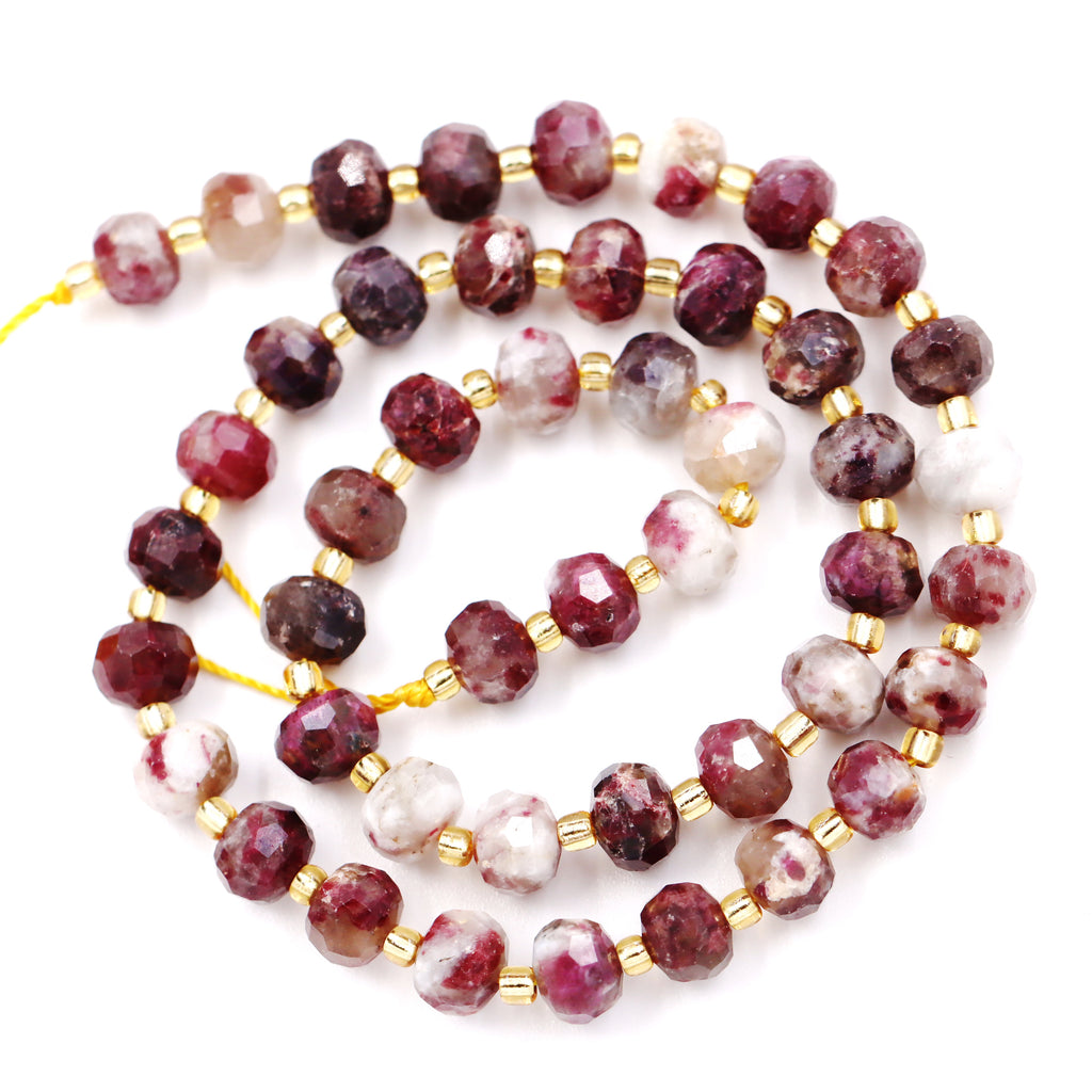 Malahill faceted rondelle gemstone for jewelry making, sold per bag 5 strands inside, Tourmaline AB beads