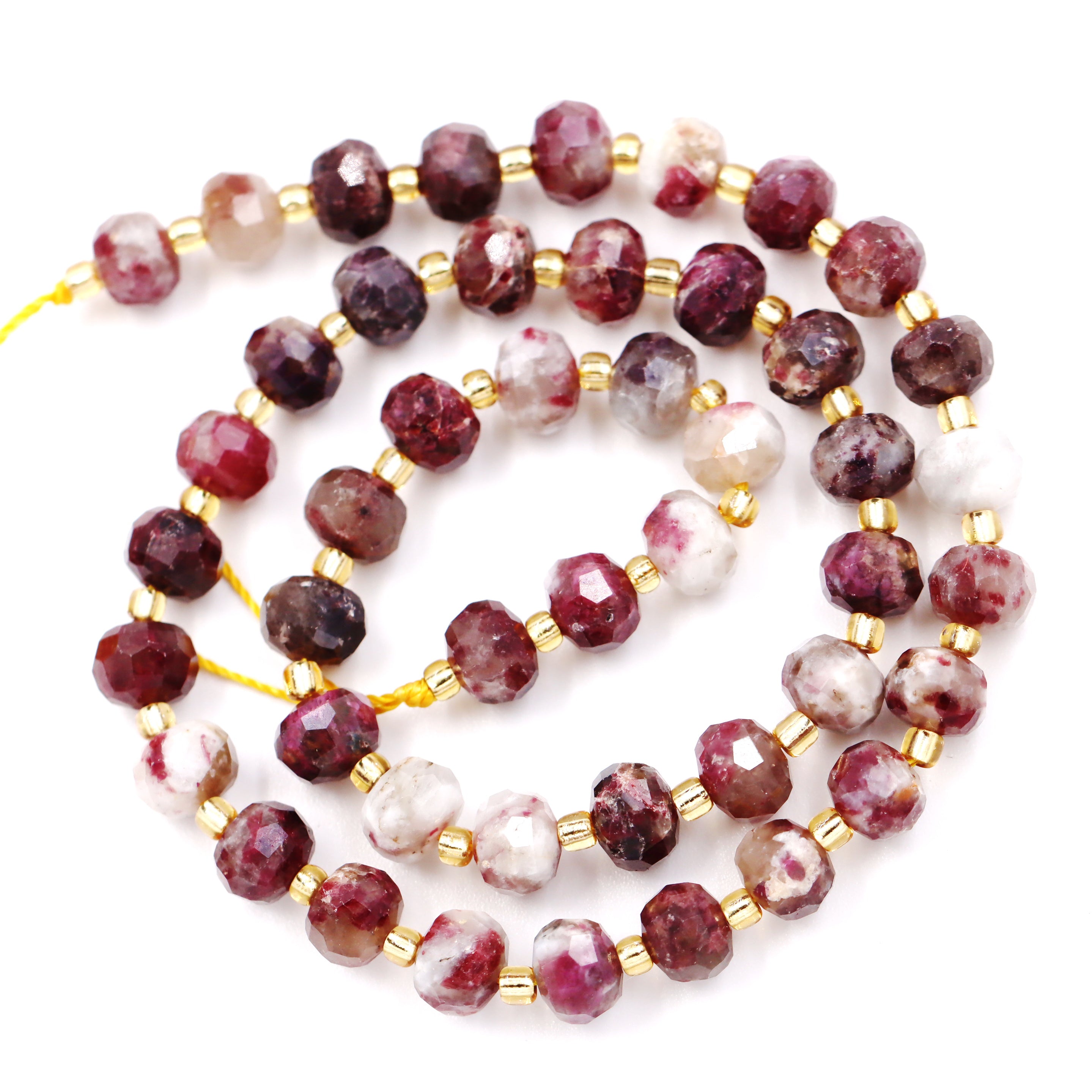 Malahill faceted rondelle gemstone for jewelry making, sold per bag 5 strands inside, Tourmaline AB beads