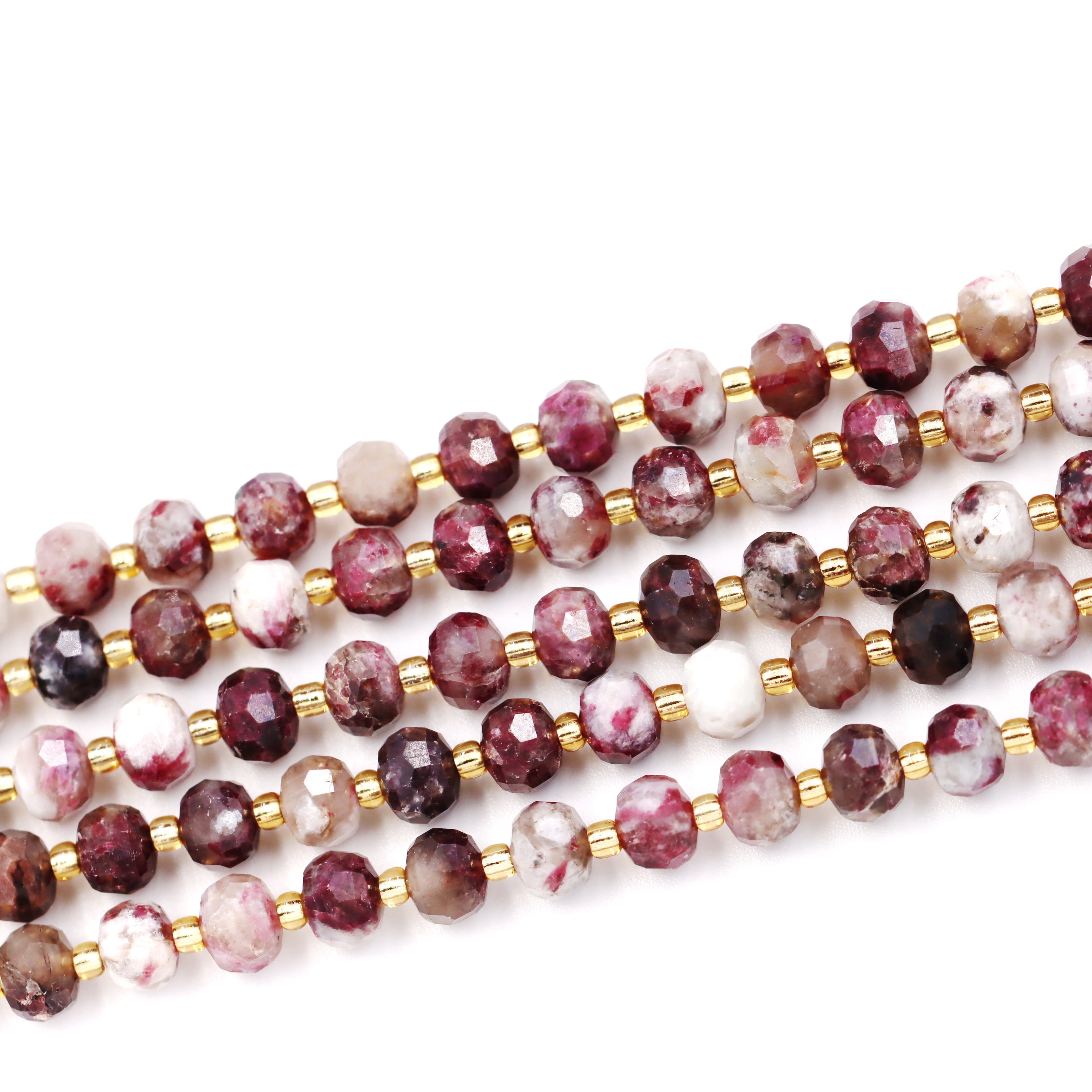 Malahill faceted rondelle gemstone for jewelry making, sold per bag 5 strands inside, Tourmaline AB beads