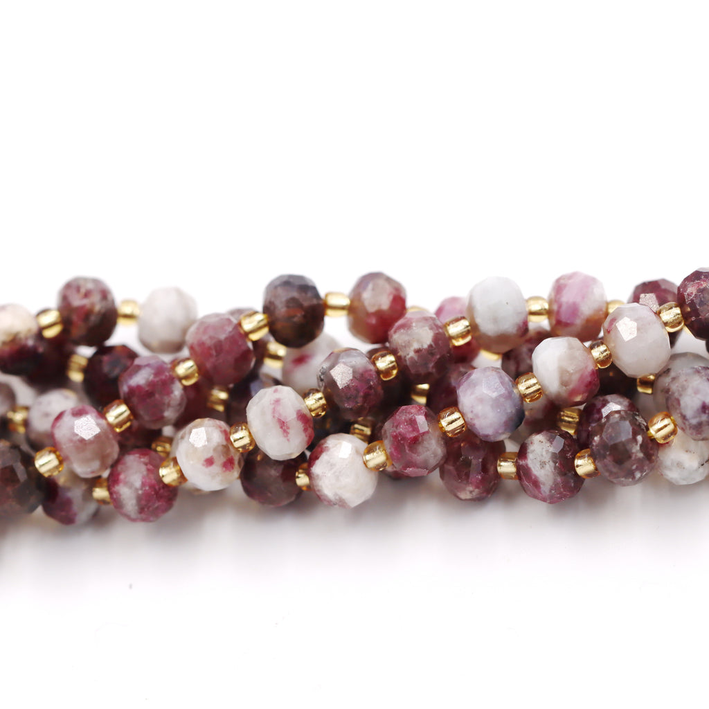 Malahill faceted rondelle gemstone for jewelry making, sold per bag 5 strands inside, Tourmaline AB beads