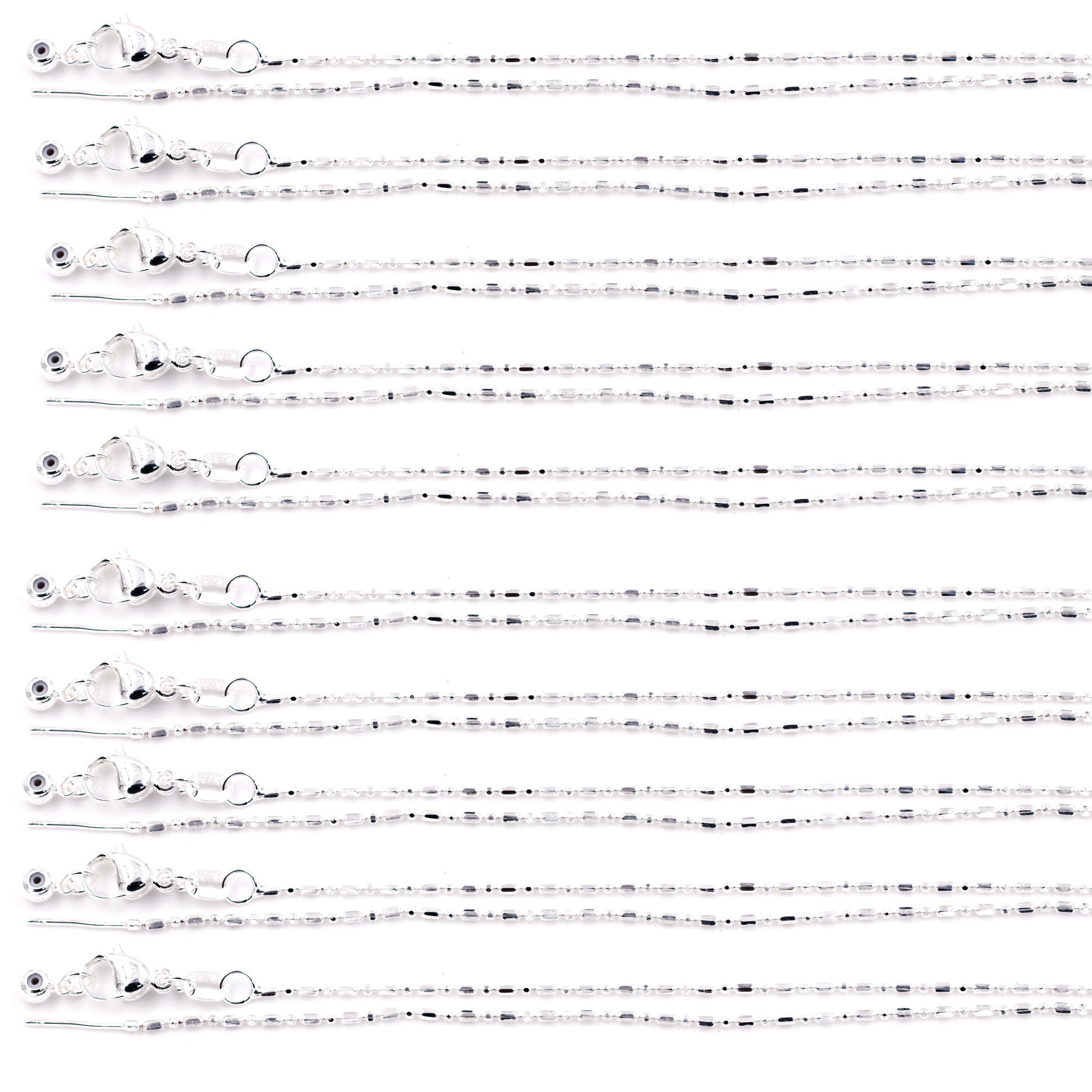 Malahill excellent quality jewelry findings chains for jewelry necklace making, 1.2mm*45cm rice chain with omnipotent clasp, sold 10 pieces per box