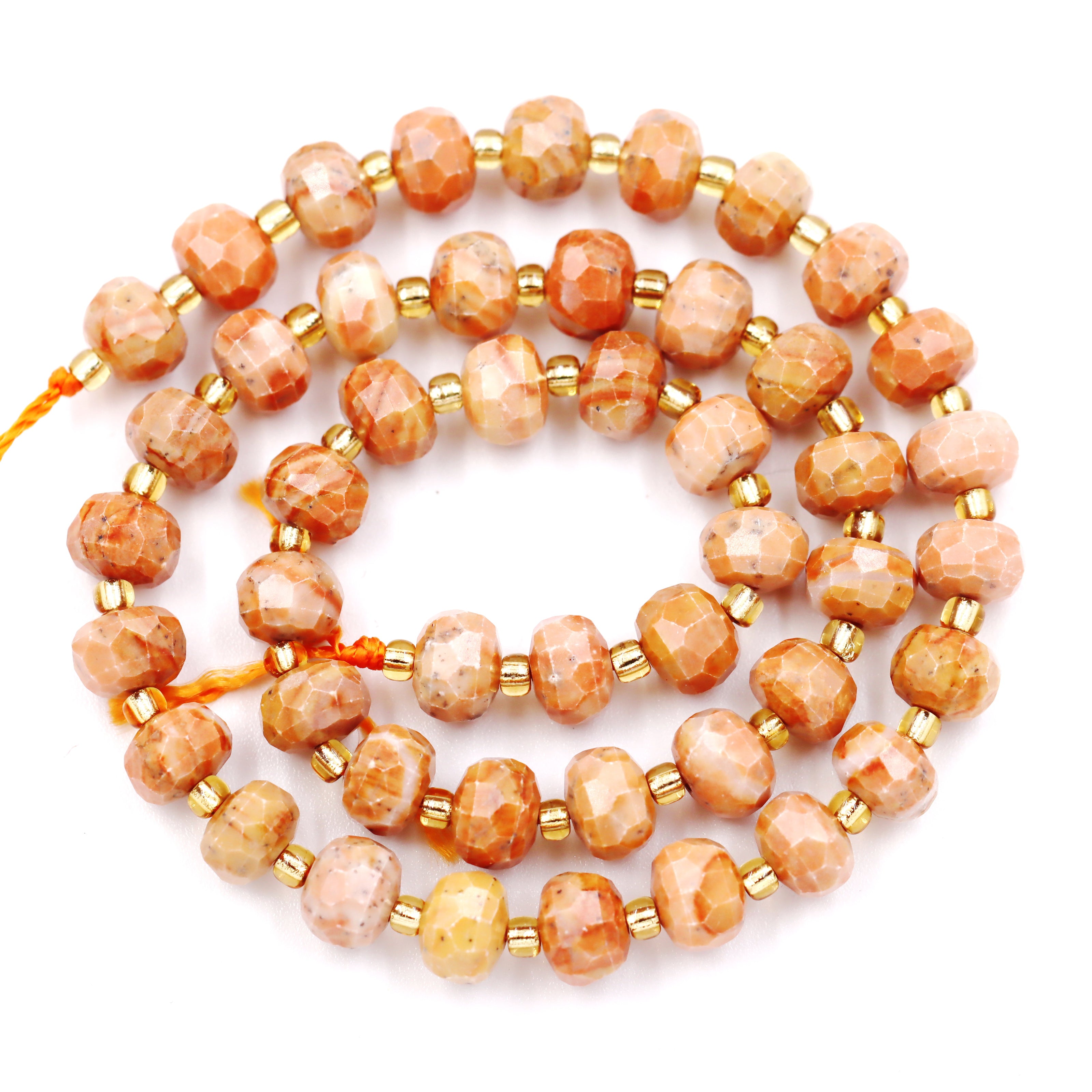 Malahill faceted rondelle gemstone for jewelry making, sold per bag 5 strands inside, Orange Jasper beads