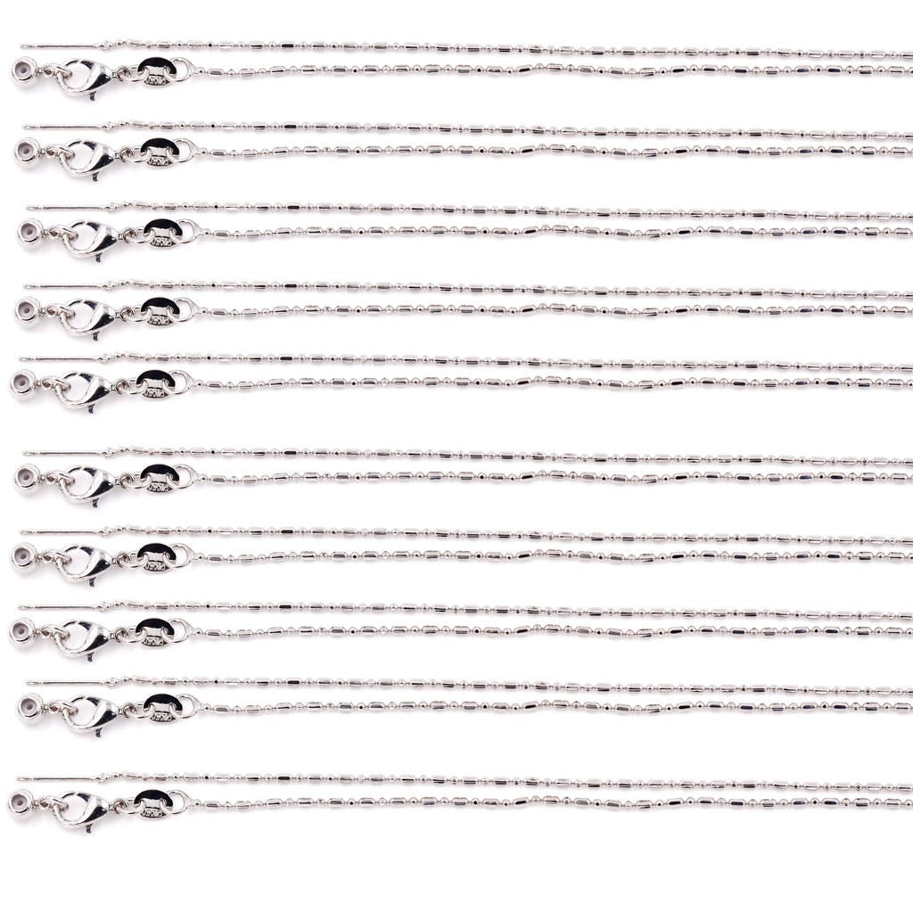 Malahill excellent quality jewelry findings chains for jewelry necklace making, 1.2mm*45cm rice chain with omnipotent clasp, sold 10 pieces per box