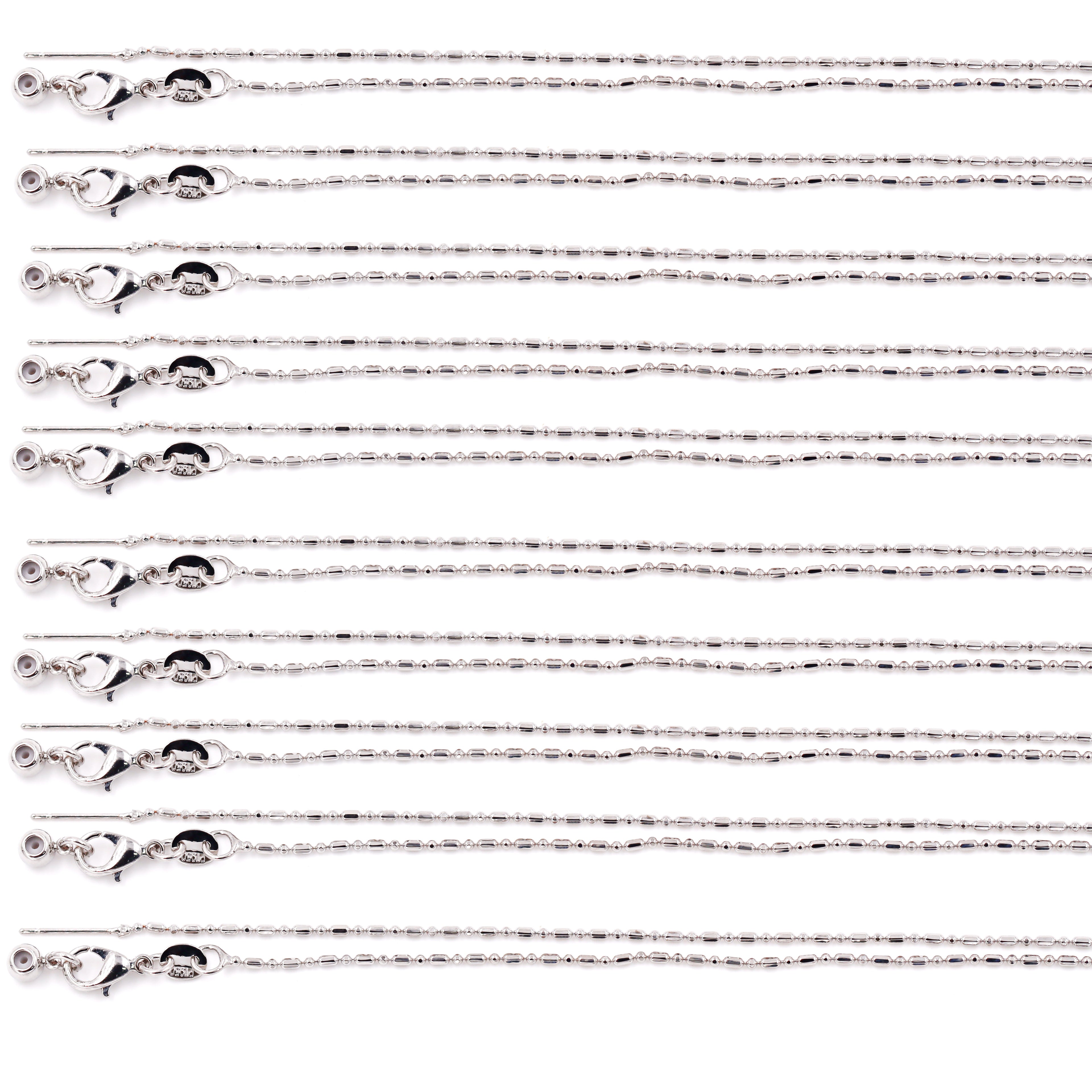 Malahill excellent quality jewelry findings chains for jewelry necklace making, 1.2mm*45cm rice chain with omnipotent clasp, sold 10 pieces per box