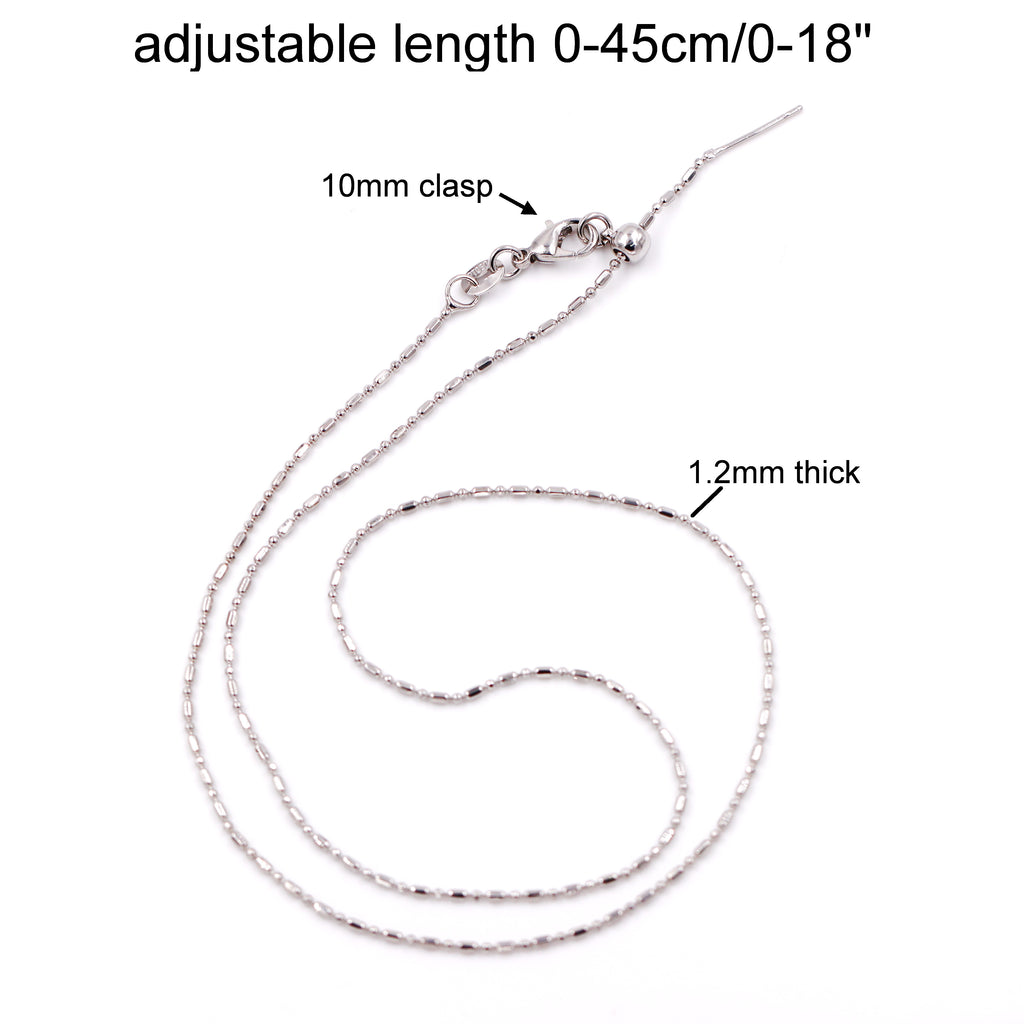 Malahill excellent quality jewelry findings chains for jewelry necklace making, 1.2mm*45cm rice chain with omnipotent clasp, sold 10 pieces per box