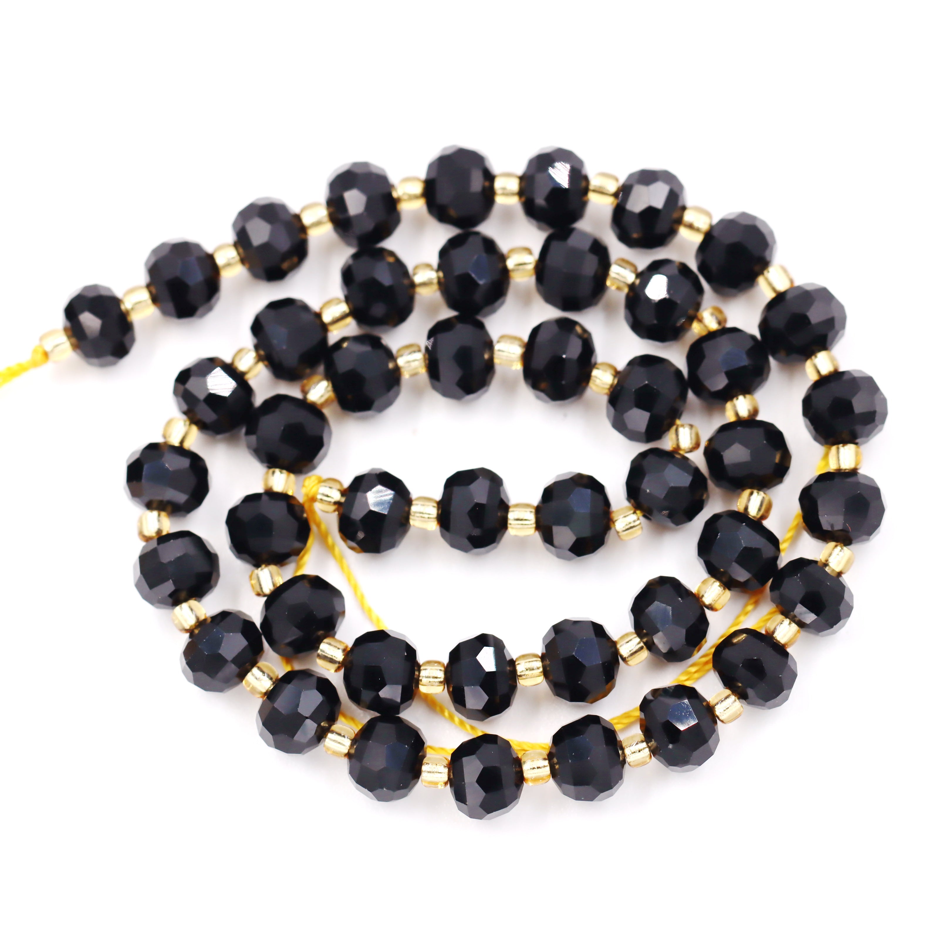 Malahill faceted rondelle gemstone for jewelry making, sold per bag 5 strands inside, Onyx beads